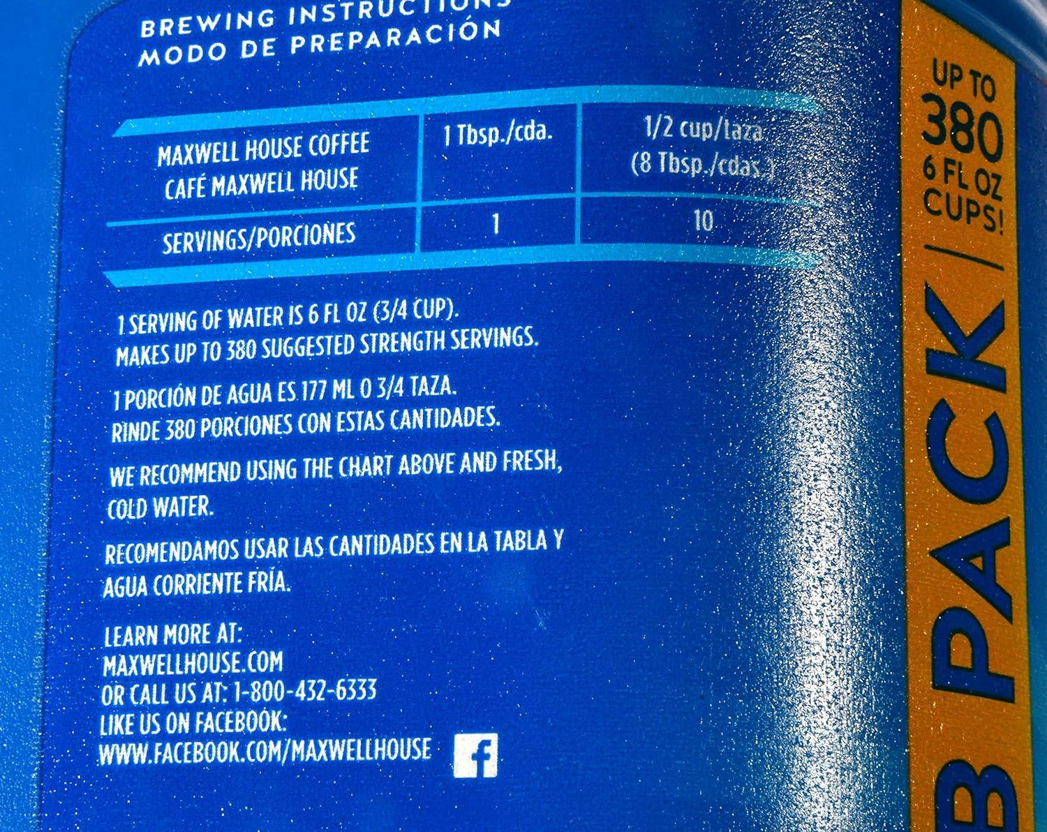 Maxwell House Medium Roast Original Roast Ground Coffee Club Pack, 48 oz. Canister