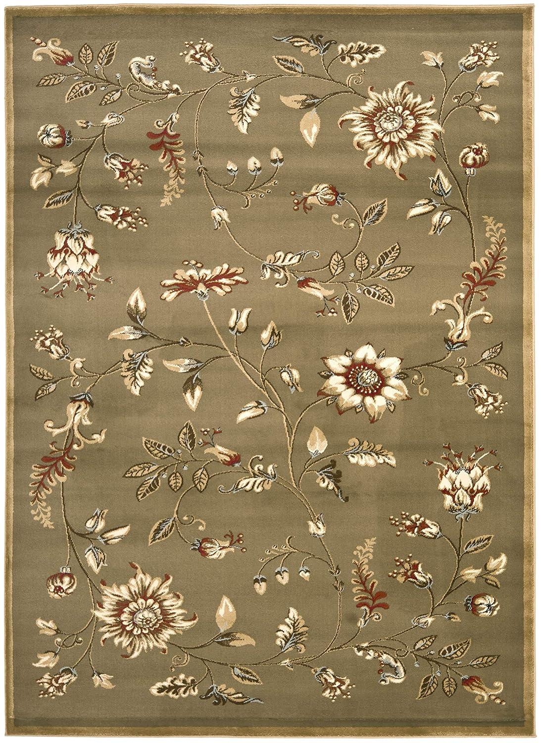 Lyndhurst LNH552 Power Loomed Area Rug - Green/Multi - 6'7"x9'6" - Safavieh