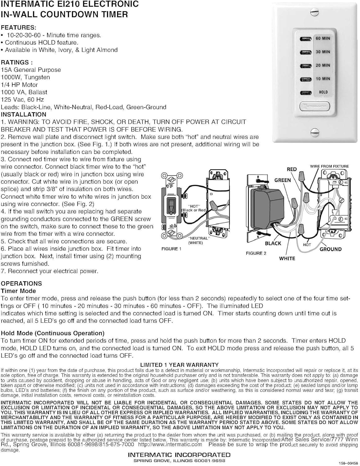 White Electronic Auto-Off Timer Switch with Hold Feature