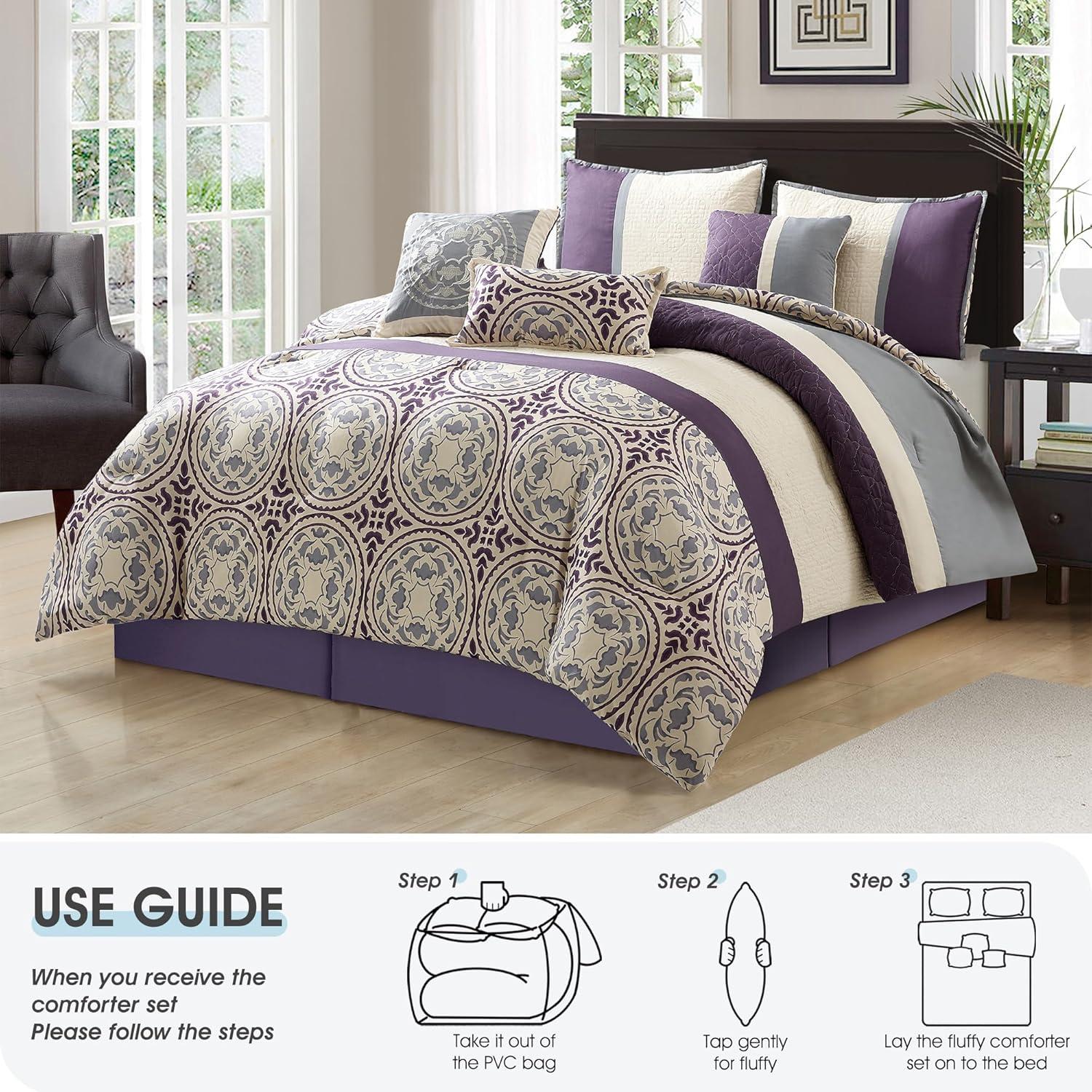 Nanshing 7pc Queen Camila Comforter Set Purple