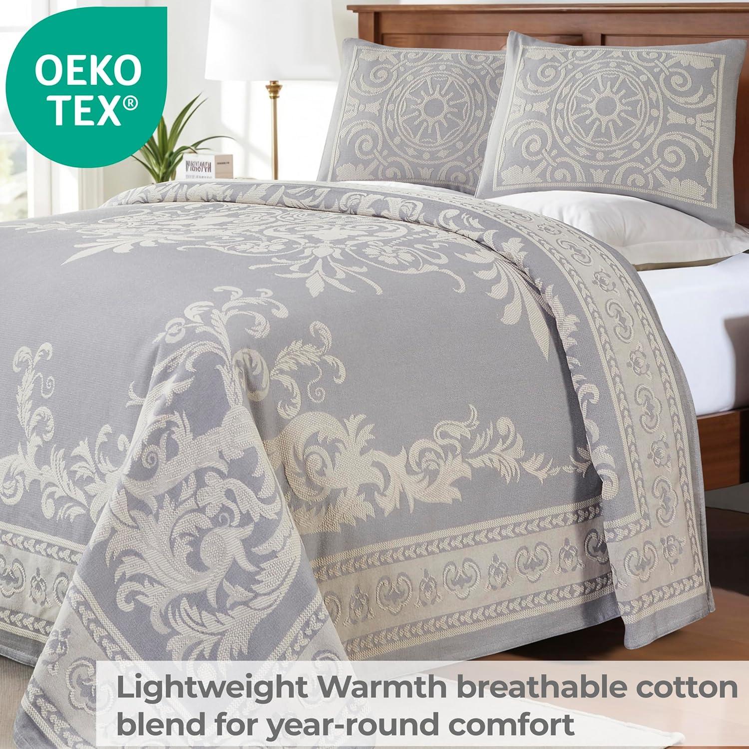 Superior Bedspread Set, Twin, Slate Blue, 2 Piece