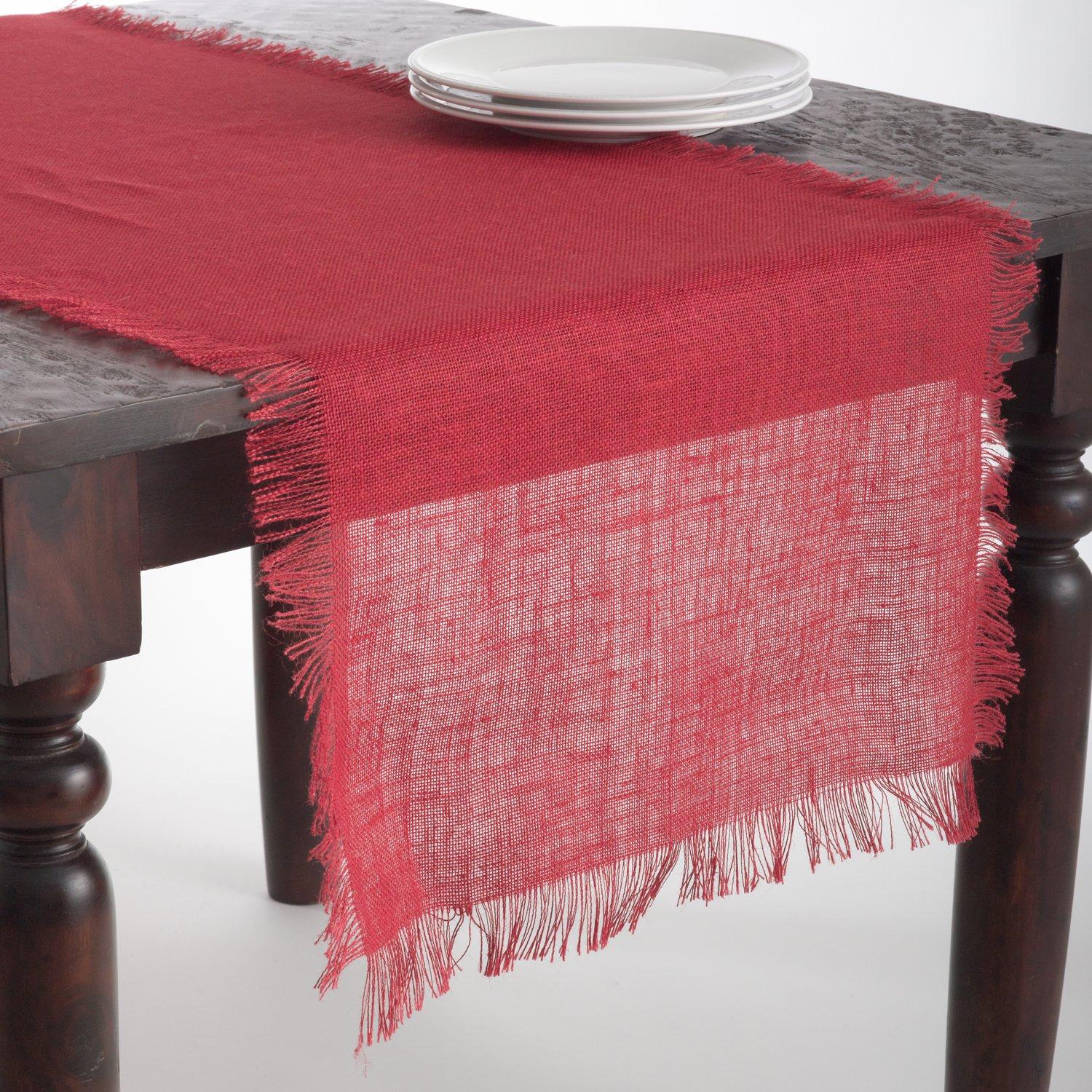 Saro Lifestyle Fringed Jute Runner, 20"x70", Red