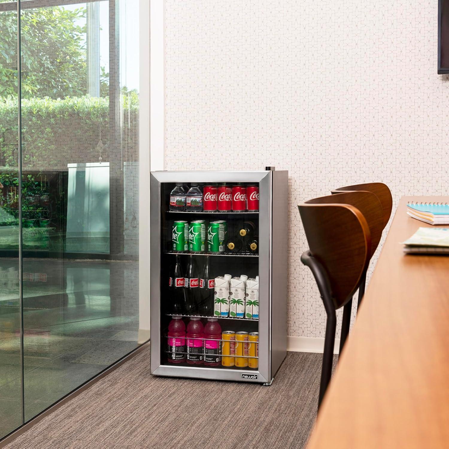 Newair 126 Can Freestanding Beverage Fridge in Stainless Steel with Adjustable Shelves