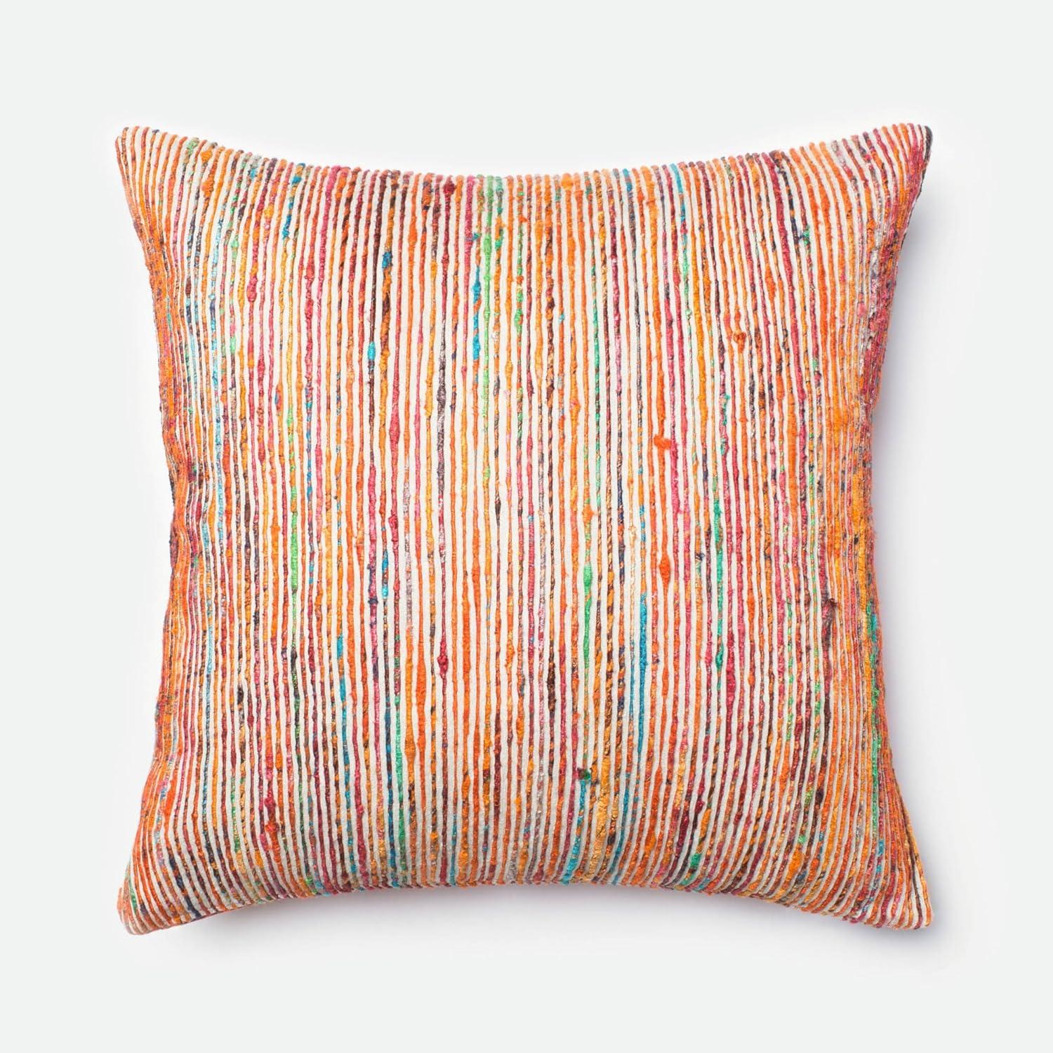 Rust and Multicolor Recycled Sari Silk 22" Pillow Cover