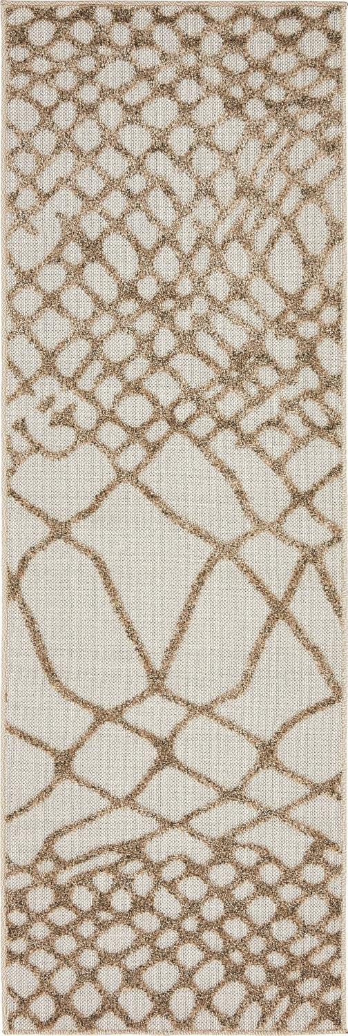 Unique Loom Outdoor Modern Collection Area Rug (2' x 6' 1" Runner Cream/Beige)