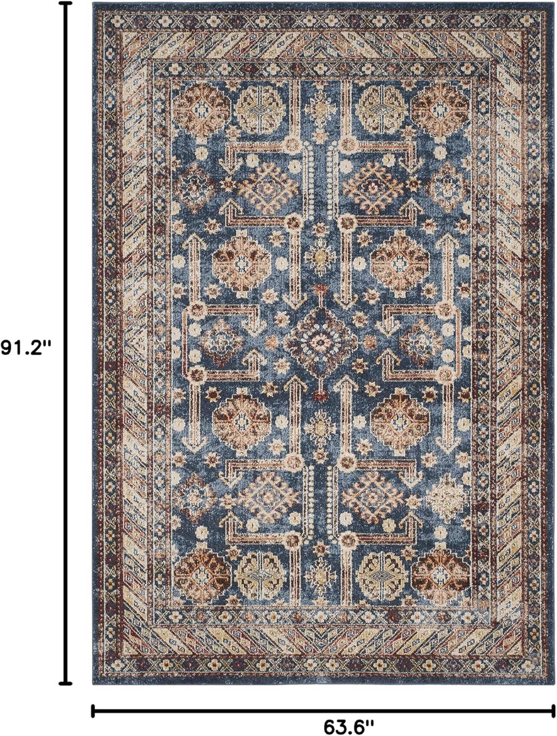 Bijar BIJ653 Power Loomed Indoor Area Rug - Royal/Ivory - 5'3"x7'6" - Safavieh