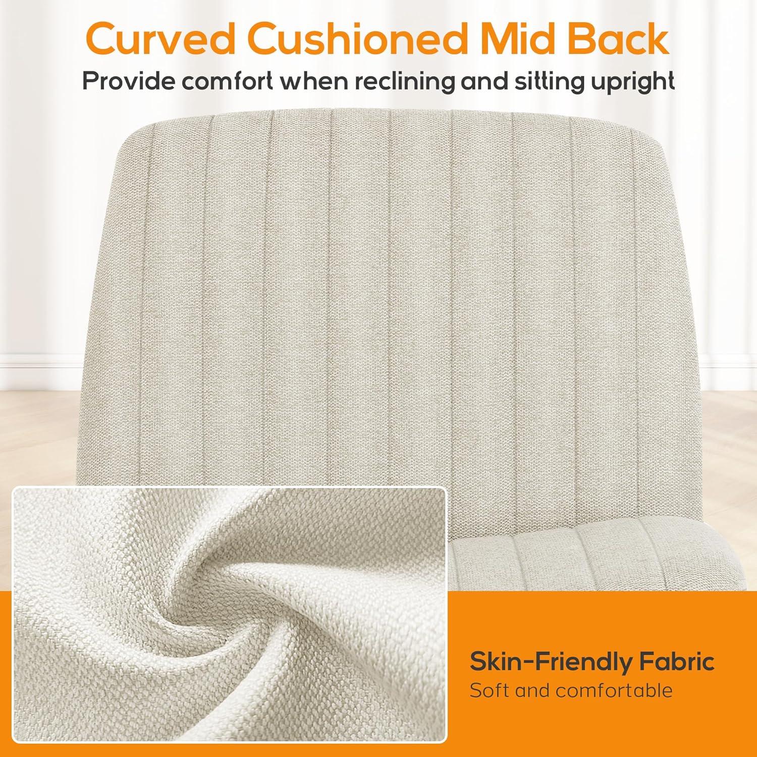 MYPOWR Criss Cross Chair Legged Office Wide Comfy Desk Seat, No Wheels Armless Computer Task Seating, Swivel Vanity Home Height Adjustable