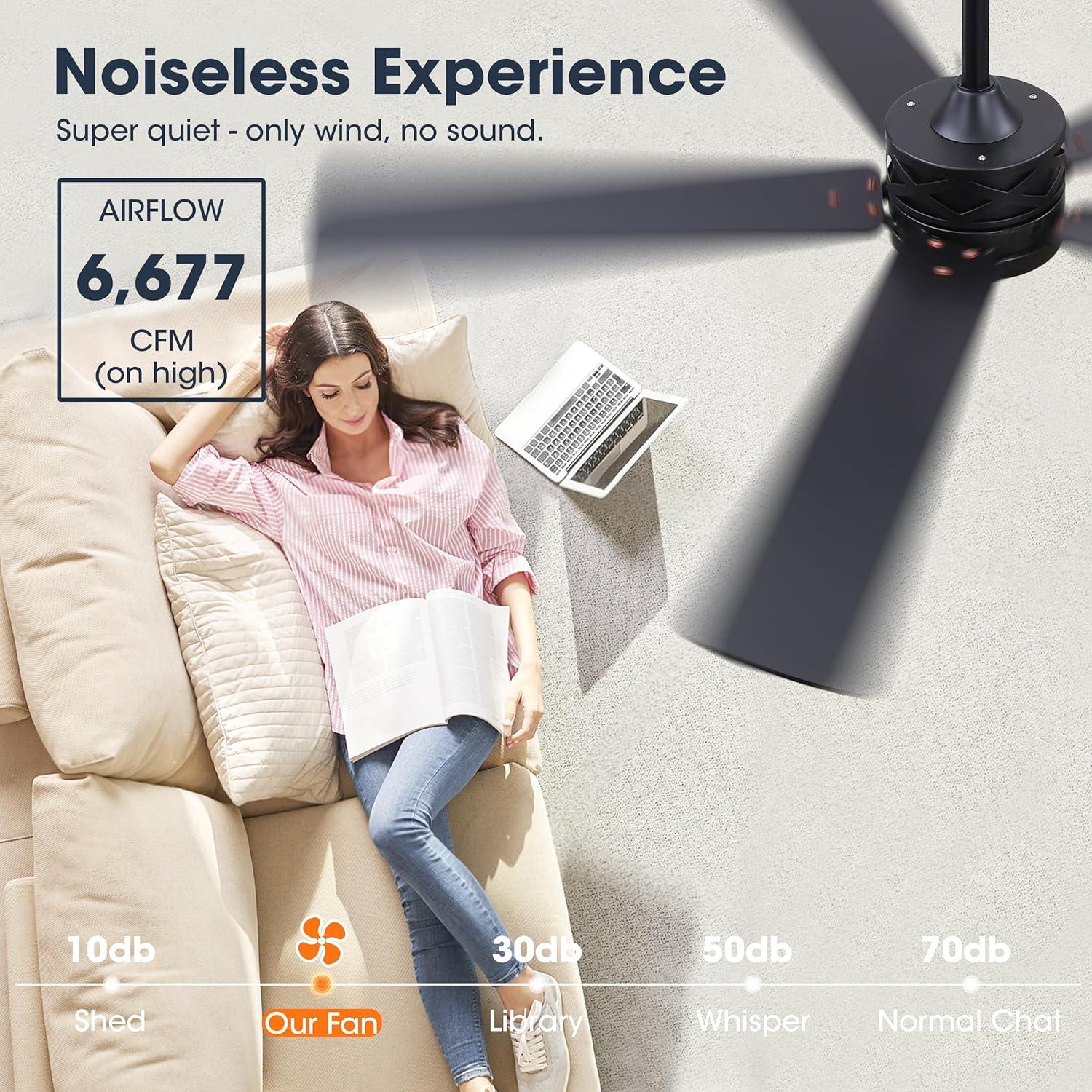 52" 5 Baldes Smart Wifi Ceiling Fan with Remote and Dimmable LED Light Dark Wood