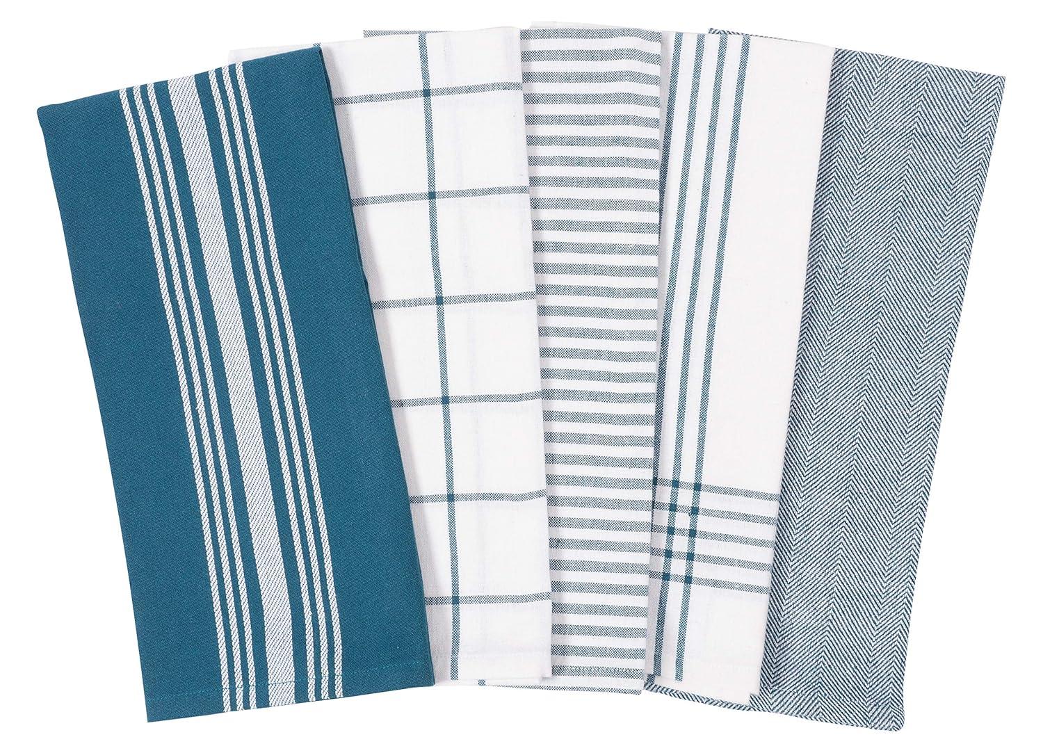 KAF Home Soho Set of 10 Recycled Cotton Kitchen Towels - 18"x 28" (Teal)