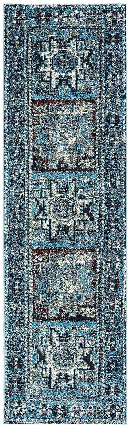 Vintage Hamadan VTH213 Power Loomed Indoor Runner Rug - Light Blue/Black - 2'3"x8' - Safavieh