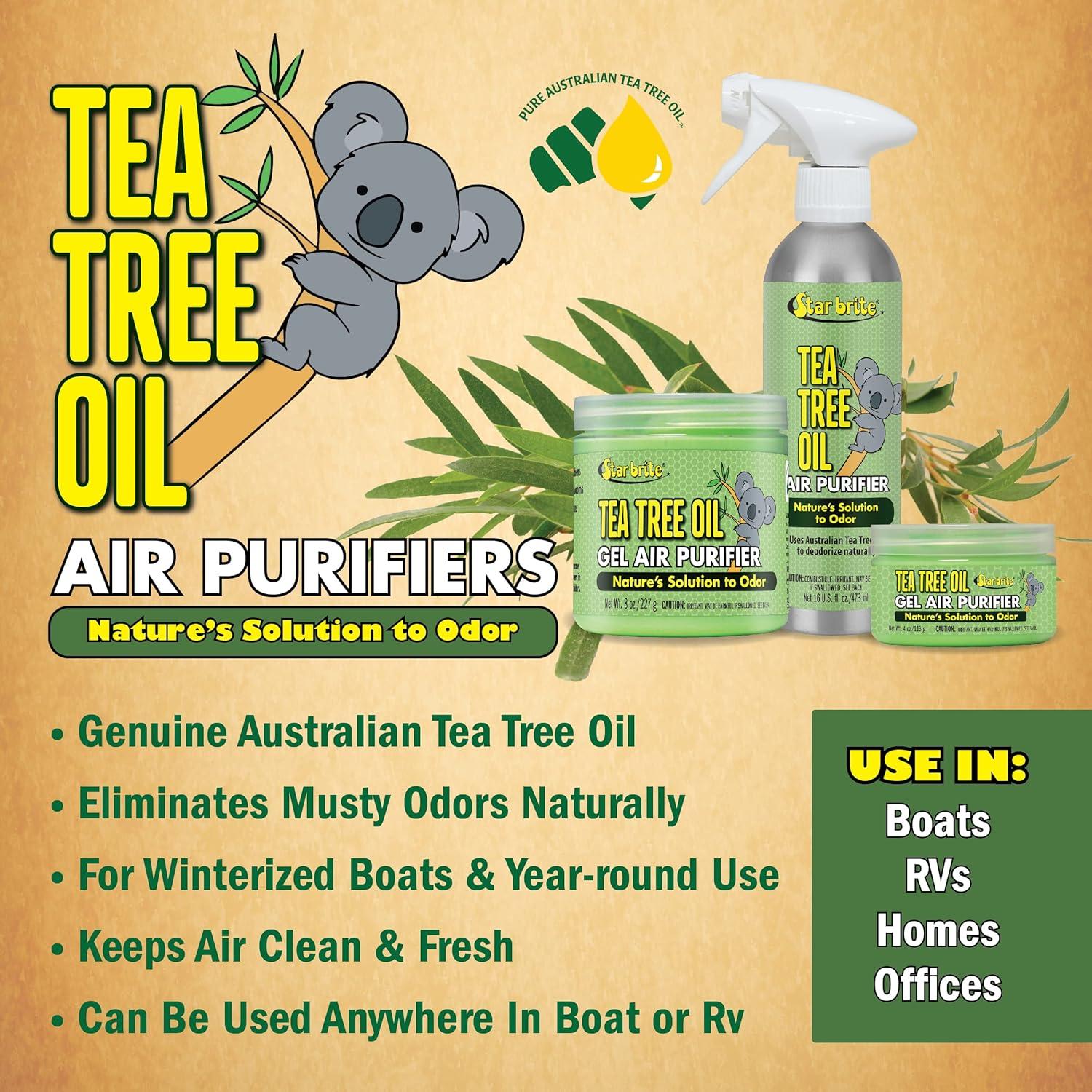 STAR BRITE ATTIA-Certified Pure Australian Tea Tree Oil - Natural Air Purifier Spray, 16 oz - Eliminates Odors, Ideal for Boats, RVs, Homes, and Offices (096516)