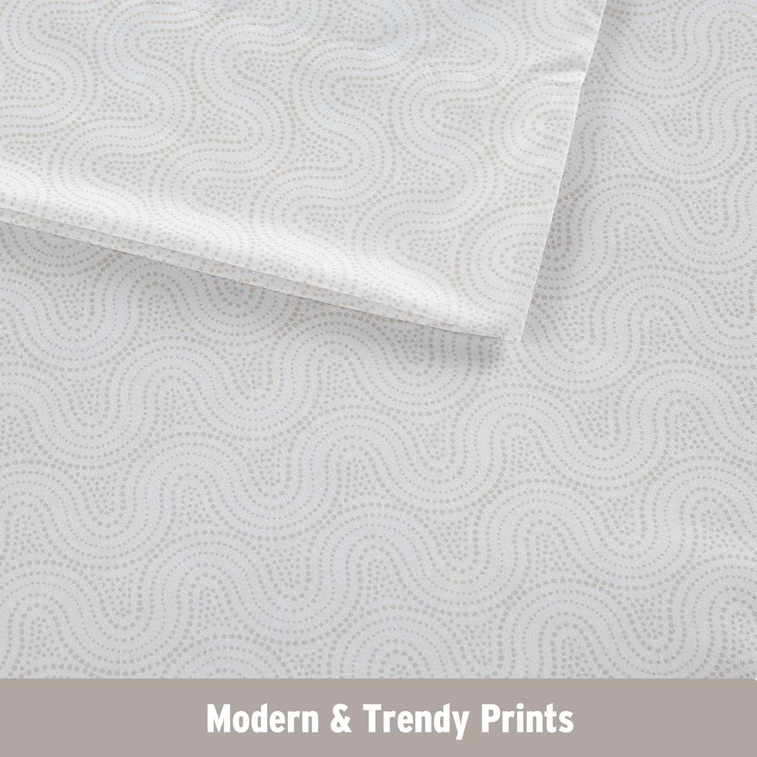 Intelligent Design Queen Print Microfiber All Season Soft Wrinkle Free Sheet Set Beige: Machine Washable, Elastic Fitted Sheet, OEKO-TEX Certified