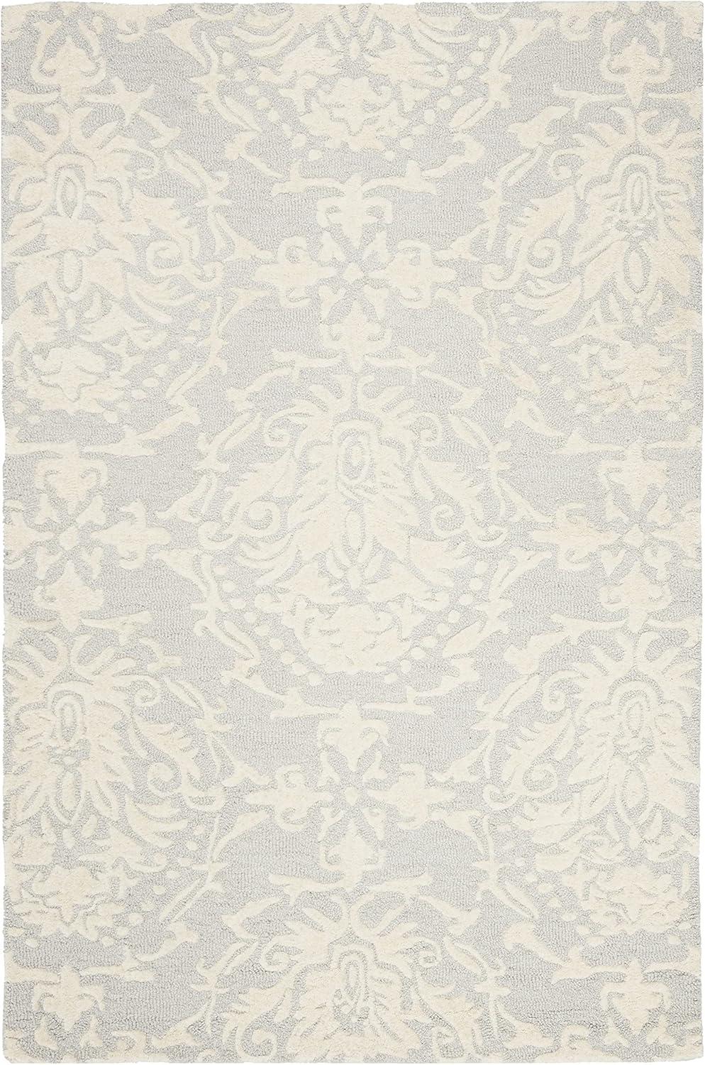 SAFAVIEH Blossom Collection 3' x 5' Light Grey/Ivory BLM107A Handmade Premium Wool Entryway Living Room Foyer Bedroom Accent Rug