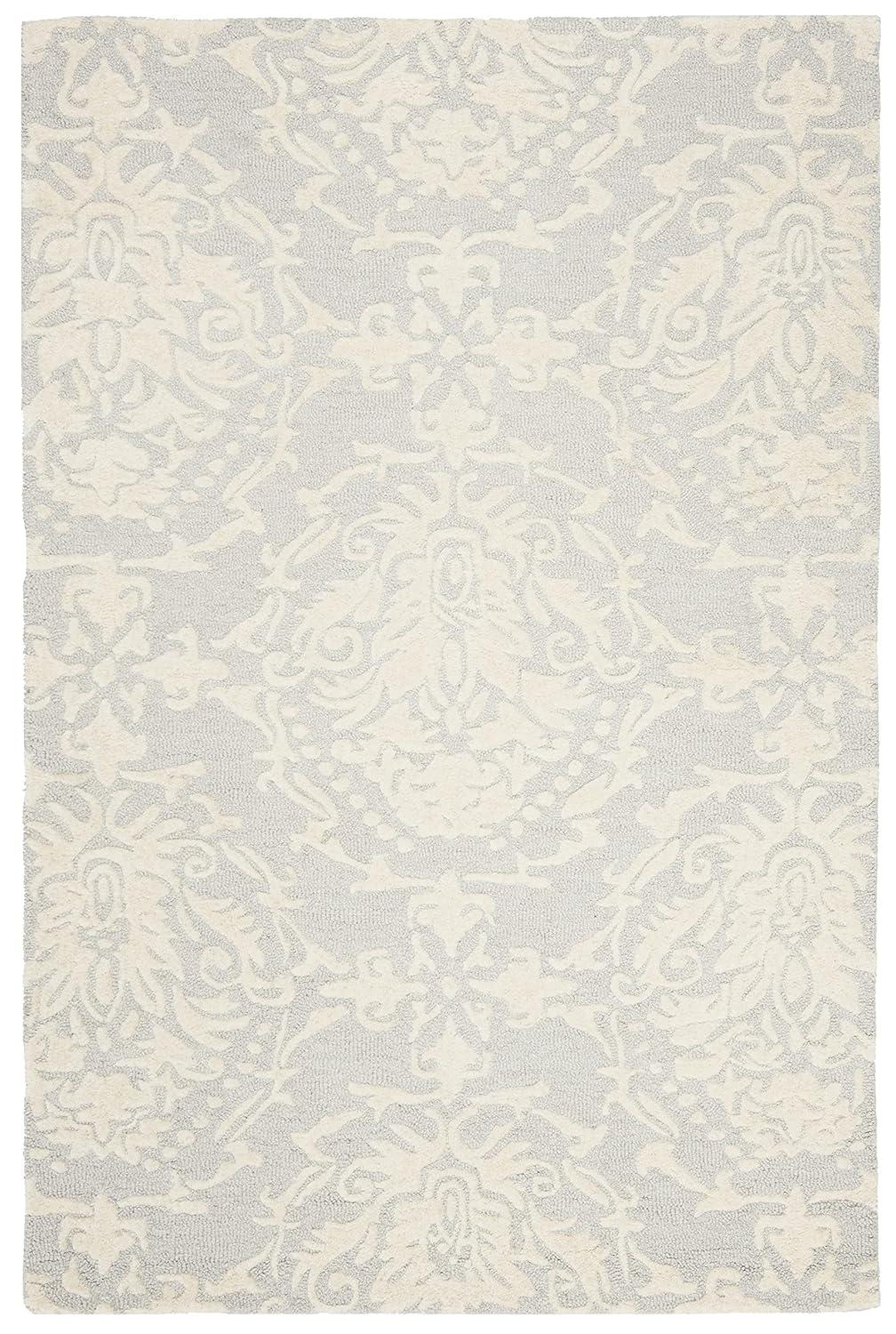 SAFAVIEH Blossom Collection 3' x 5' Light Grey/Ivory BLM107A Handmade Premium Wool Entryway Living Room Foyer Bedroom Accent Rug