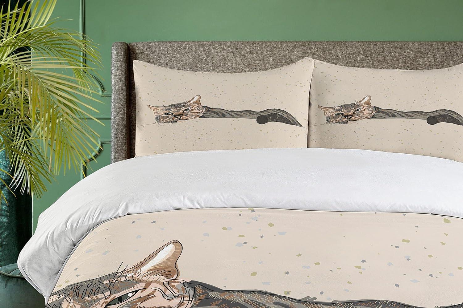 Ambesonne Cat Modern & Contemporary Duvet Cover Set
