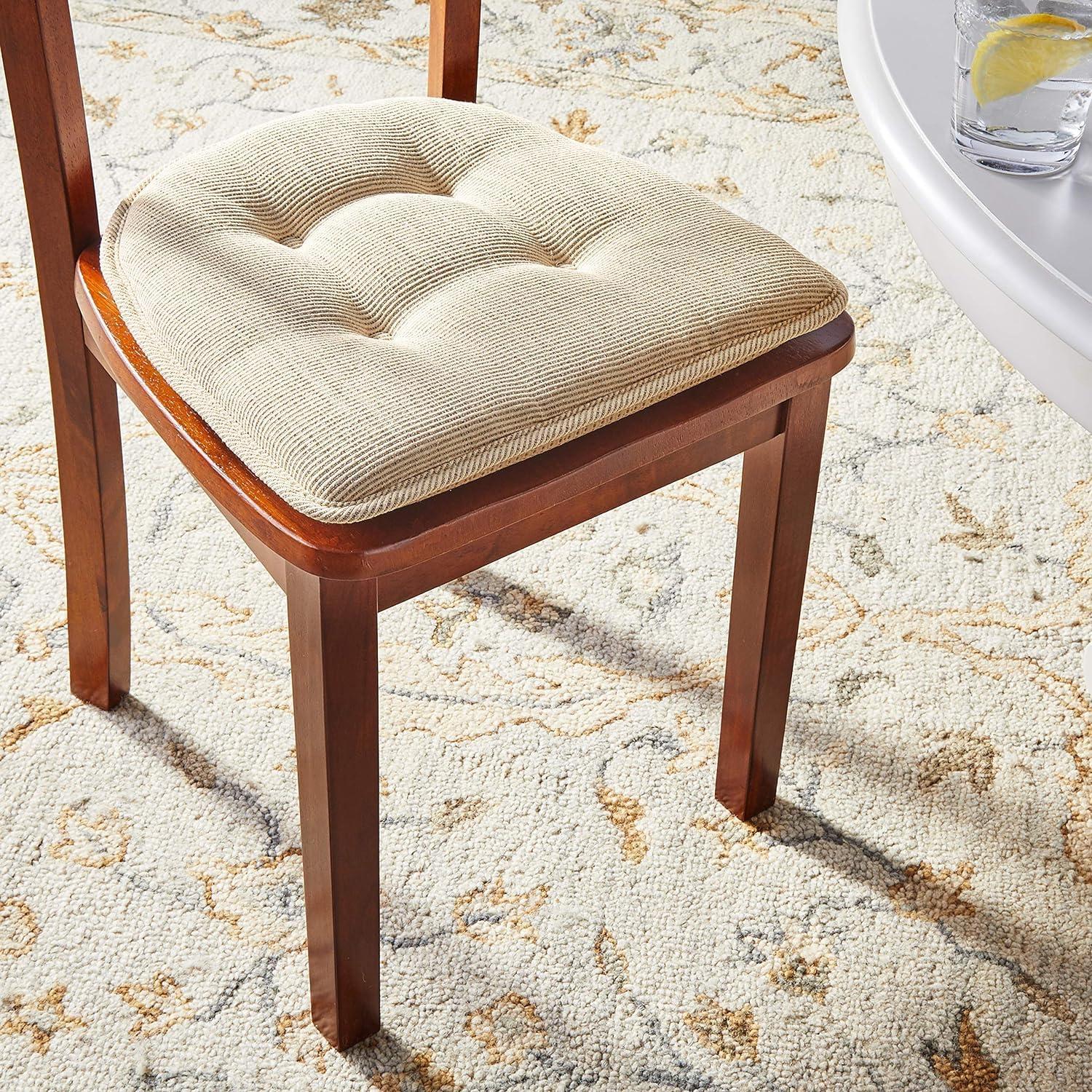 The Gripper Non-Slip 15" x 16" Saturn Tufted Kitchen or Dining Chair Cushions, Set of 2