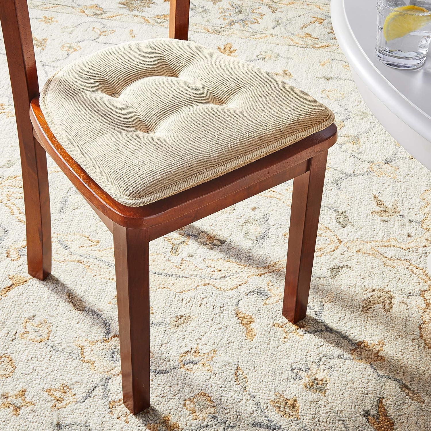 The Gripper Non-Slip 15" x 16" Saturn Tufted Kitchen or Dining Chair Cushions, Set of 2