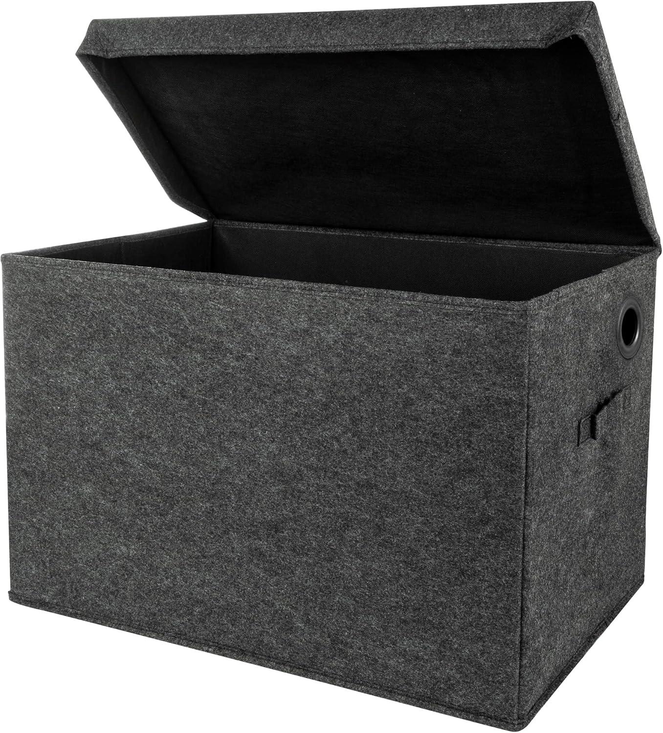 Sammy & Lou Kids' Felt Toy Chest, Toy Storage Box, Charcoal Gray