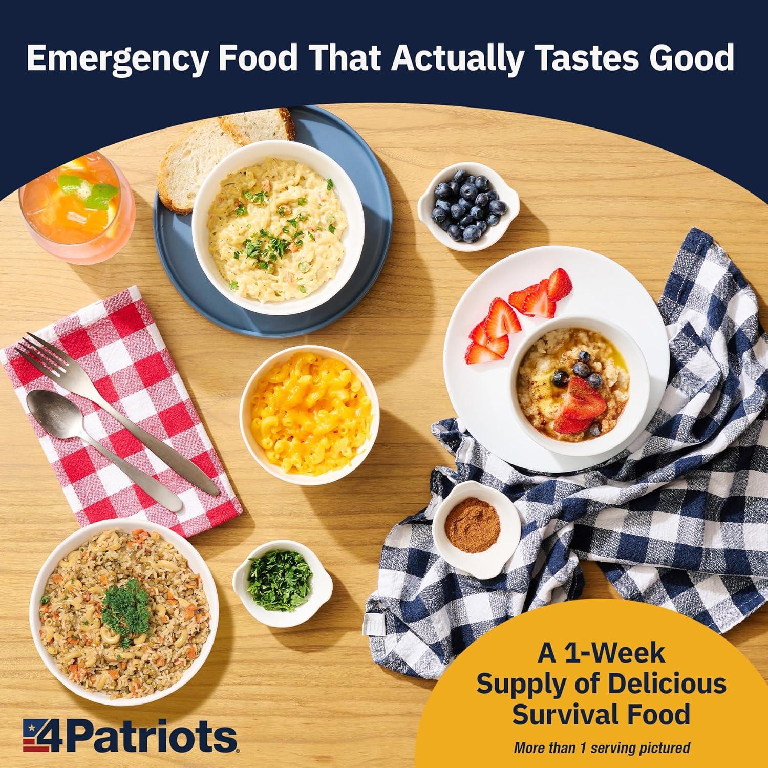 4Patriots 1-Week Emergency Food Supply Kit with Cheese and Sweet Flavors