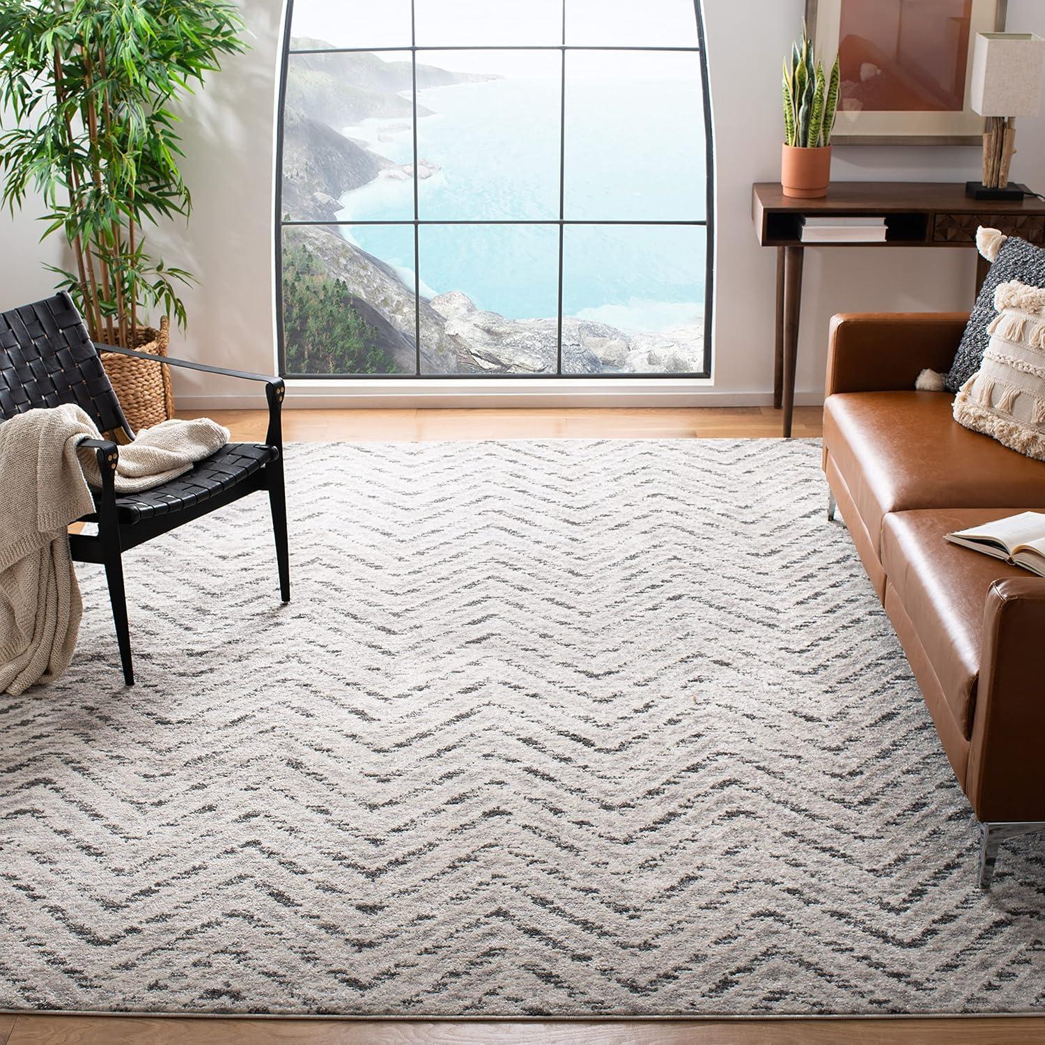 Adirondack ADR104 Power Loomed Area Rug - Ivory/Charcoal - 5'1"x7'6" - Safavieh.