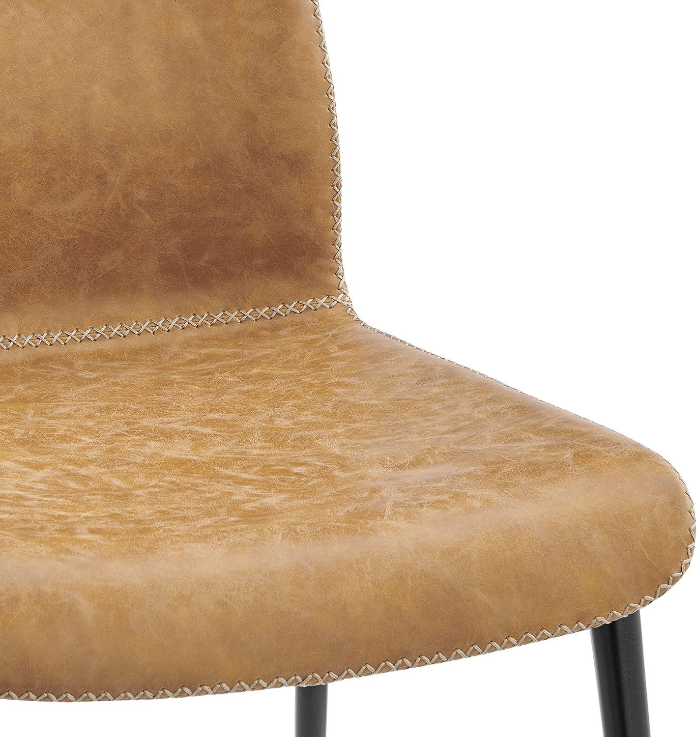 Vintage Cedar Faux Leather Upholstered Side Chair with Metal Legs