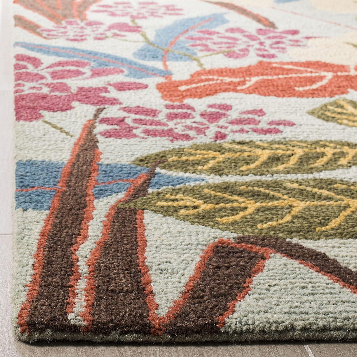 Blossom BLM674 Hand Hooked Runner Rug - Blue/Multi - 2'6"x12' - Safavieh.