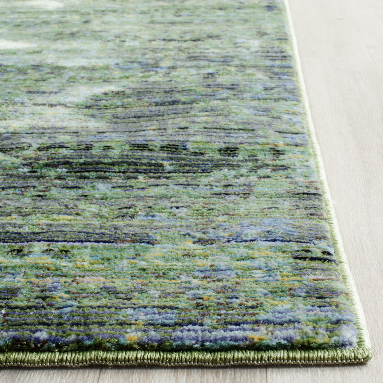 Lush Green Abstract 4' x 6' Hand-Knotted Wool Blend Area Rug