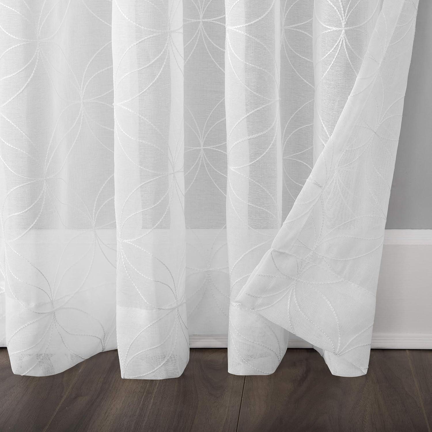 Tamaryn Embroidered Trellis Sheer Rod Pocket Curtain Panel - No. 918