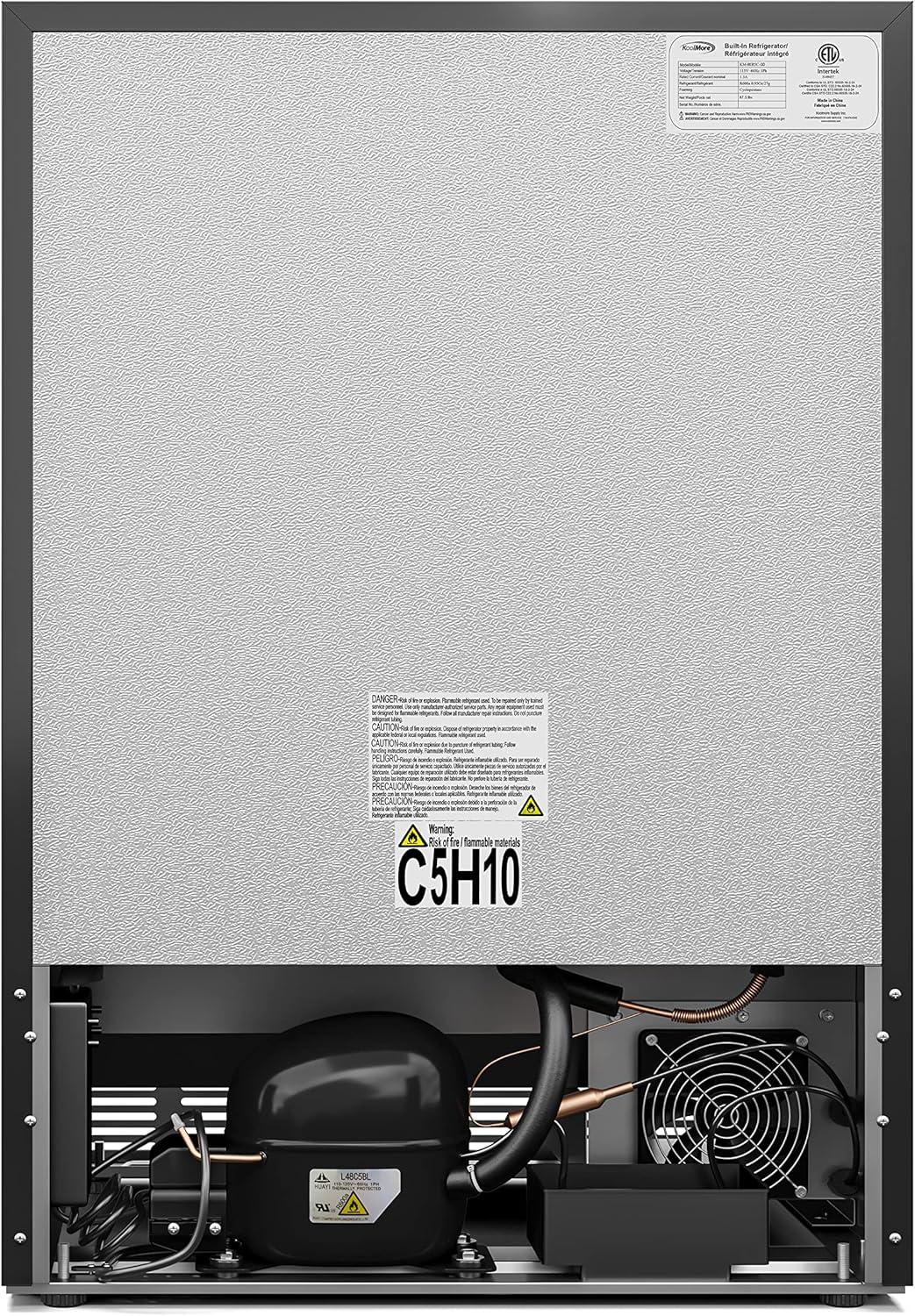 KoolMore 23.4 in. Stainless Steel, Solid-Door Built-In Refrigerator and Beverage Cooler, 5 Cu. ft.