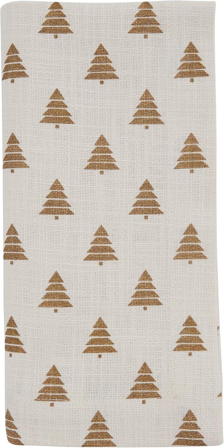 Gold Christmas Trees Cotton Table Napkins, Set of 4