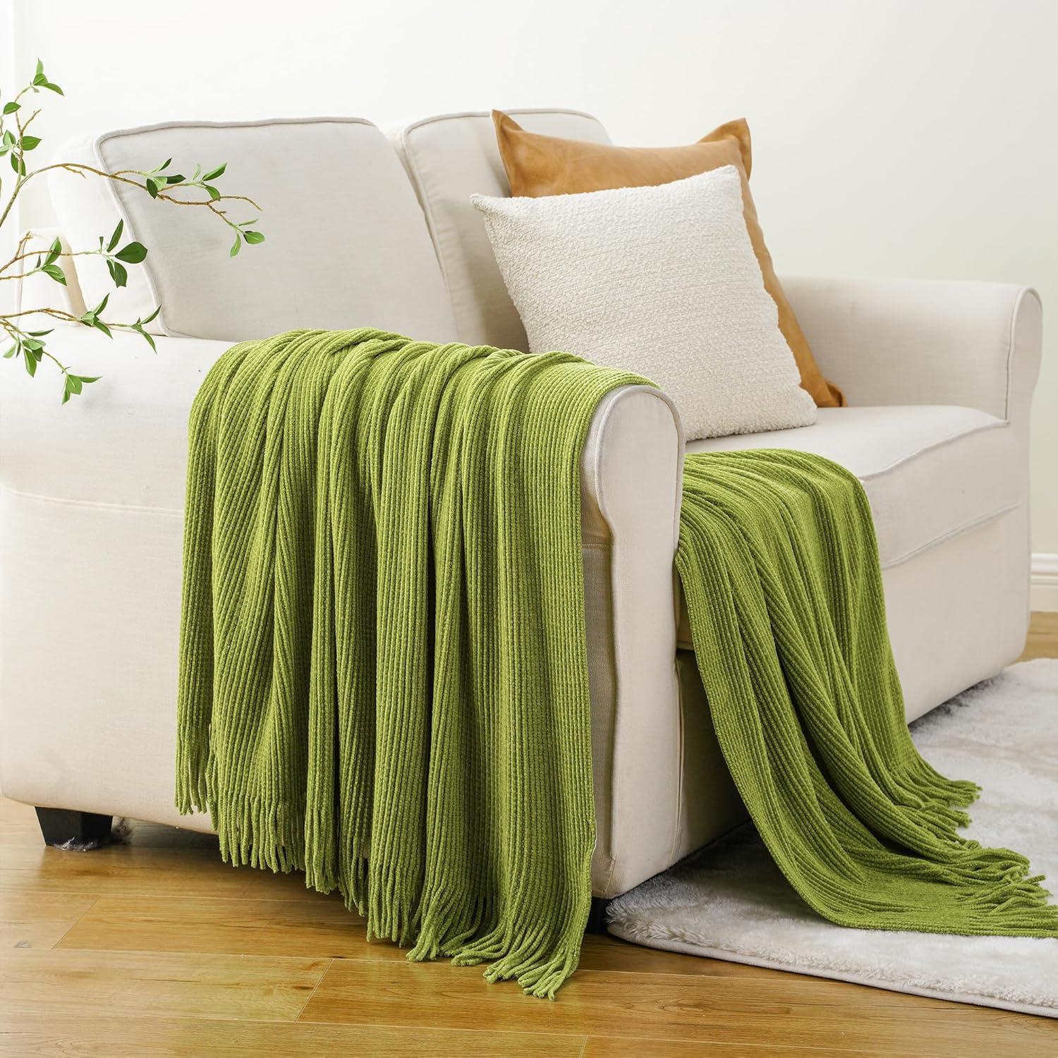 Battilo Orange Throw Blanket with Fringe Geometric Bed Salmon Knit Throws for Couch,Fall Blanket,50"x60"