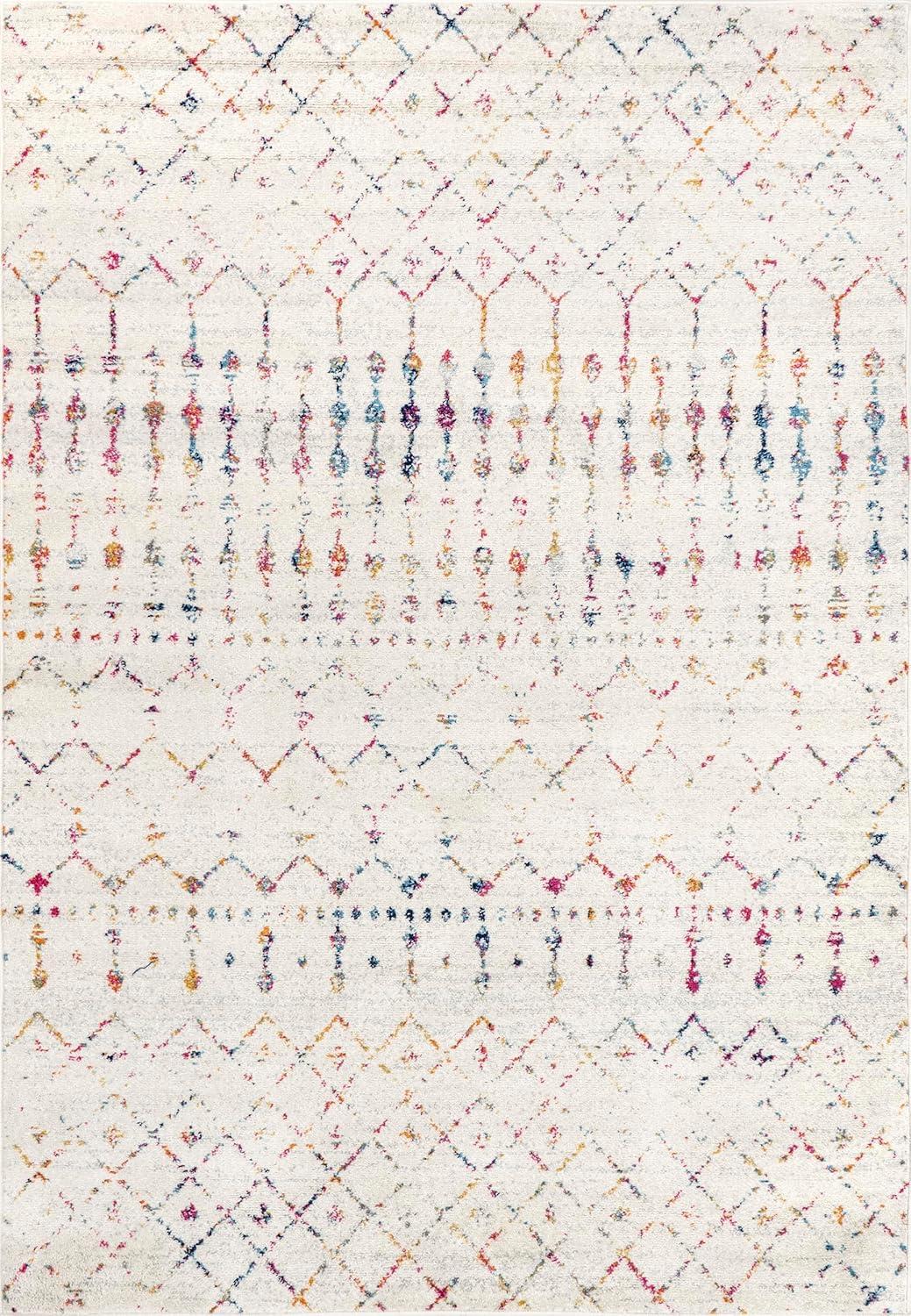 Nuloom 6 Square Moroccan Blythe Indoor Area Rug, Light Multicolor, Faded Bohemian Design, Stain Resistant, BedroomLiving Room, Kitchen,