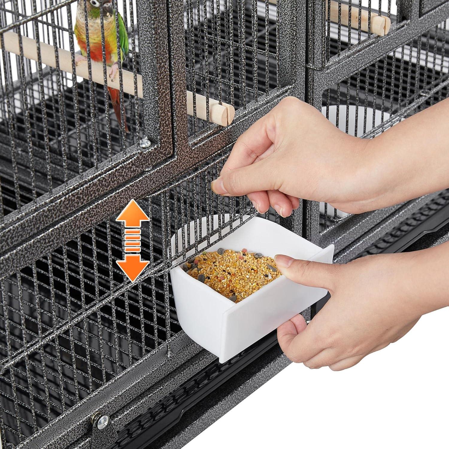 Alden Design 18" H Stackable Divided Breeder Meatal Bird Cage for Small Birds, Black