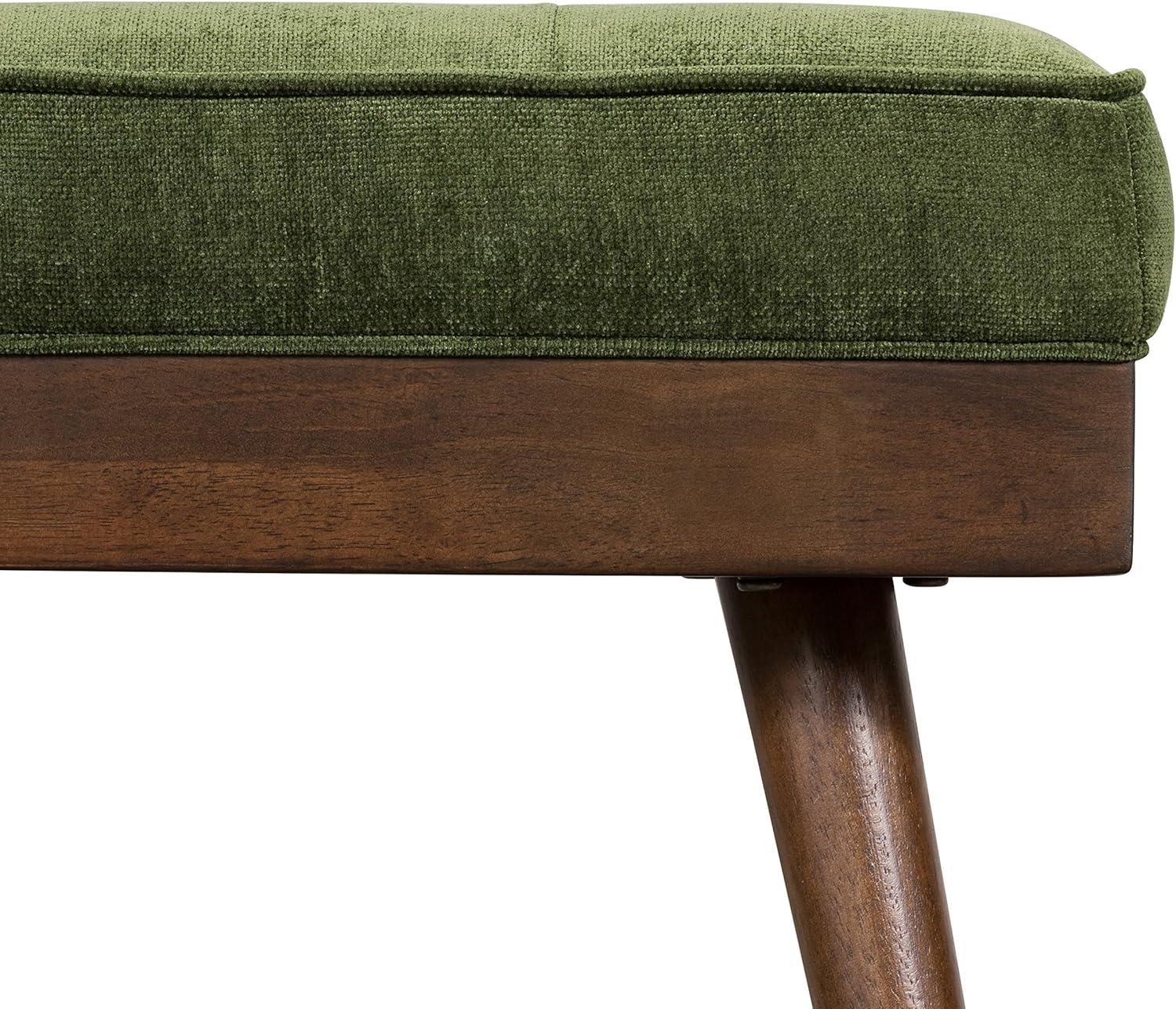 Poly and Bark Poly & Bark Luca Fabric Bench - Tufted Seat with Solid Wood Legs Distressed Green Velvet Velvet Velvet