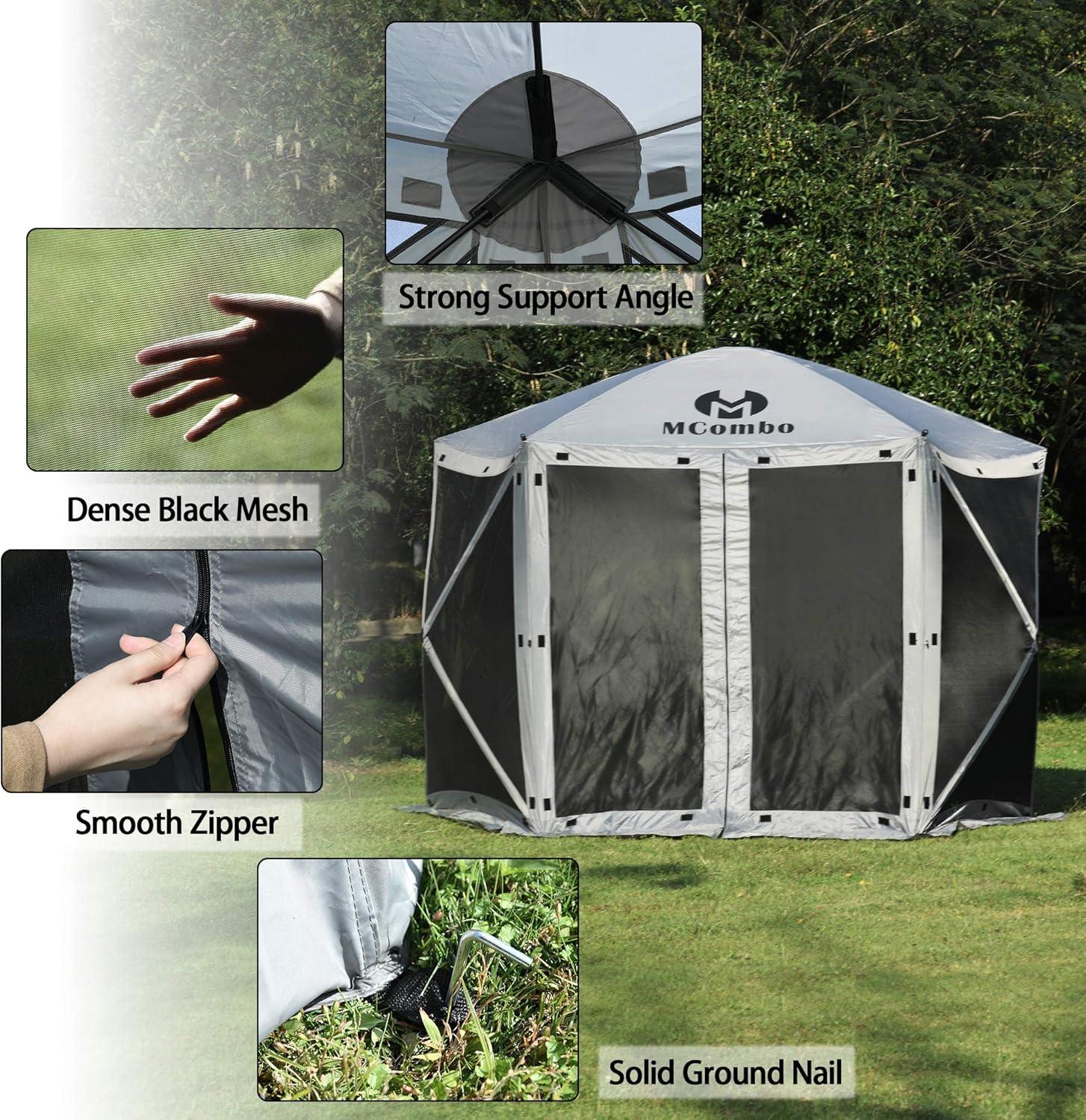 Gazebo Tent Pop-Up Portable 4/5/6-Sided Hub Durable Screen Tent Netted Gazebo Waterproof Pavilion