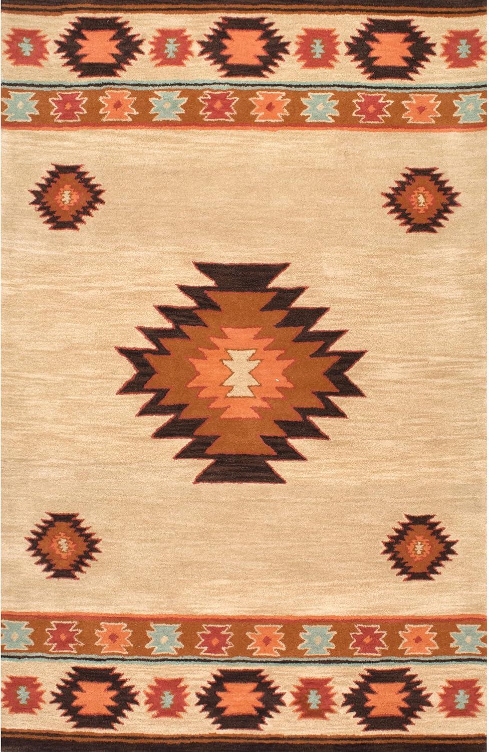 4'x6' Hand Tufted Shyla Area Rug Beige - nuLOOM: Wool, Bohemian Style, Medium Pile, Indoor Use
