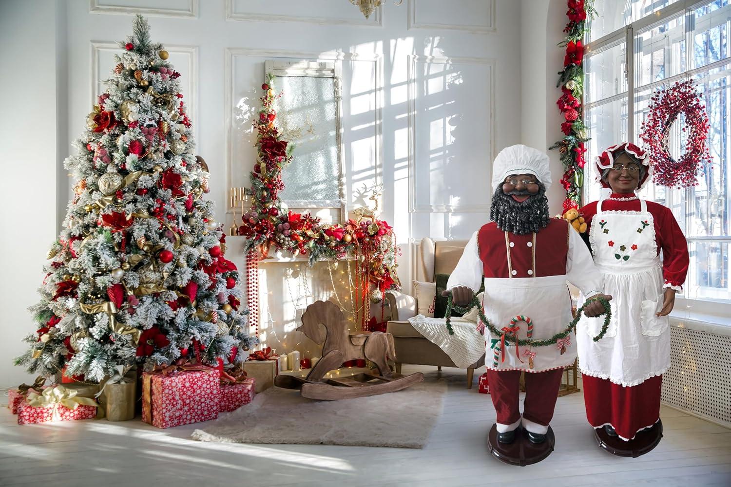 Fraser Hill Farm African American Dancing Mrs. Claus Animatronic, Indoor 58-in.