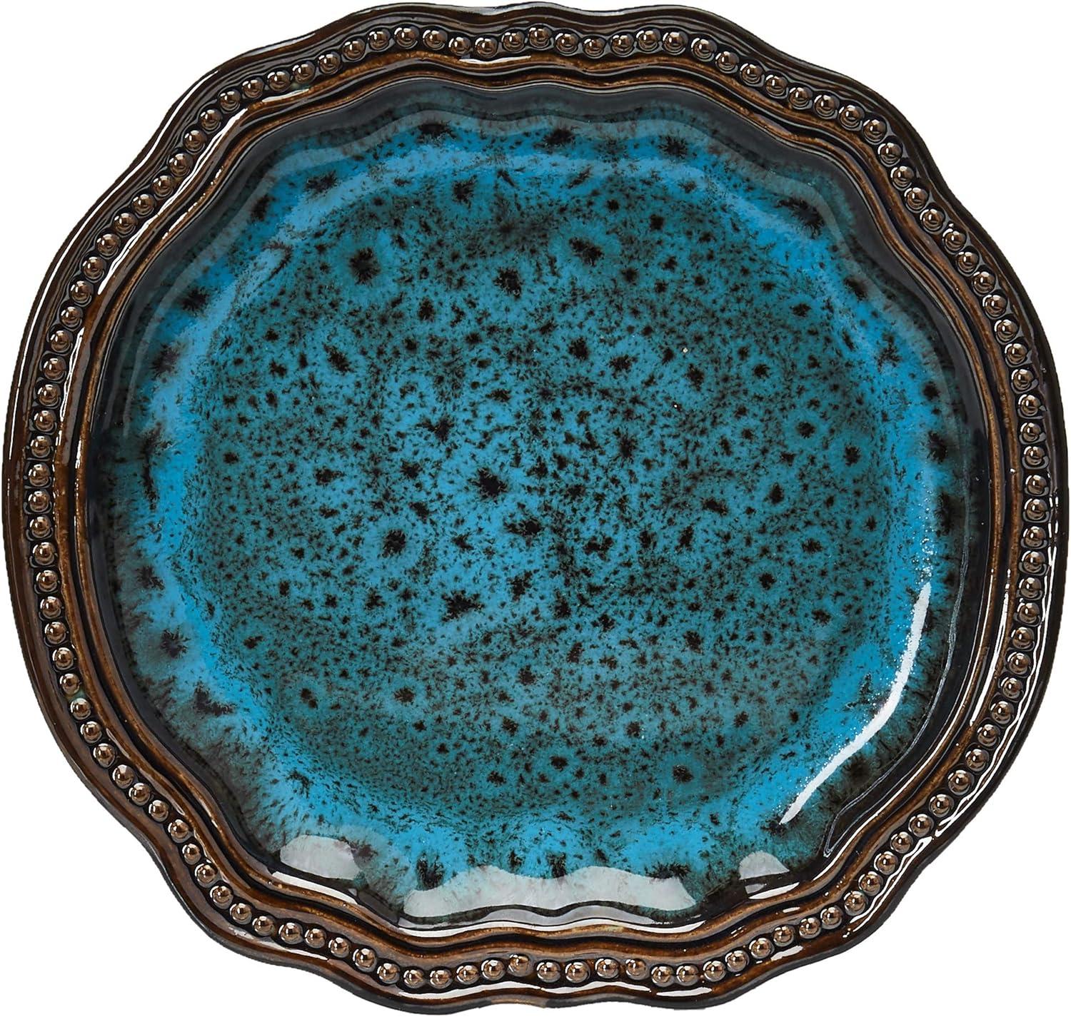 Mystic Waves Turquoise Ceramic 16-Piece Dinnerware Set