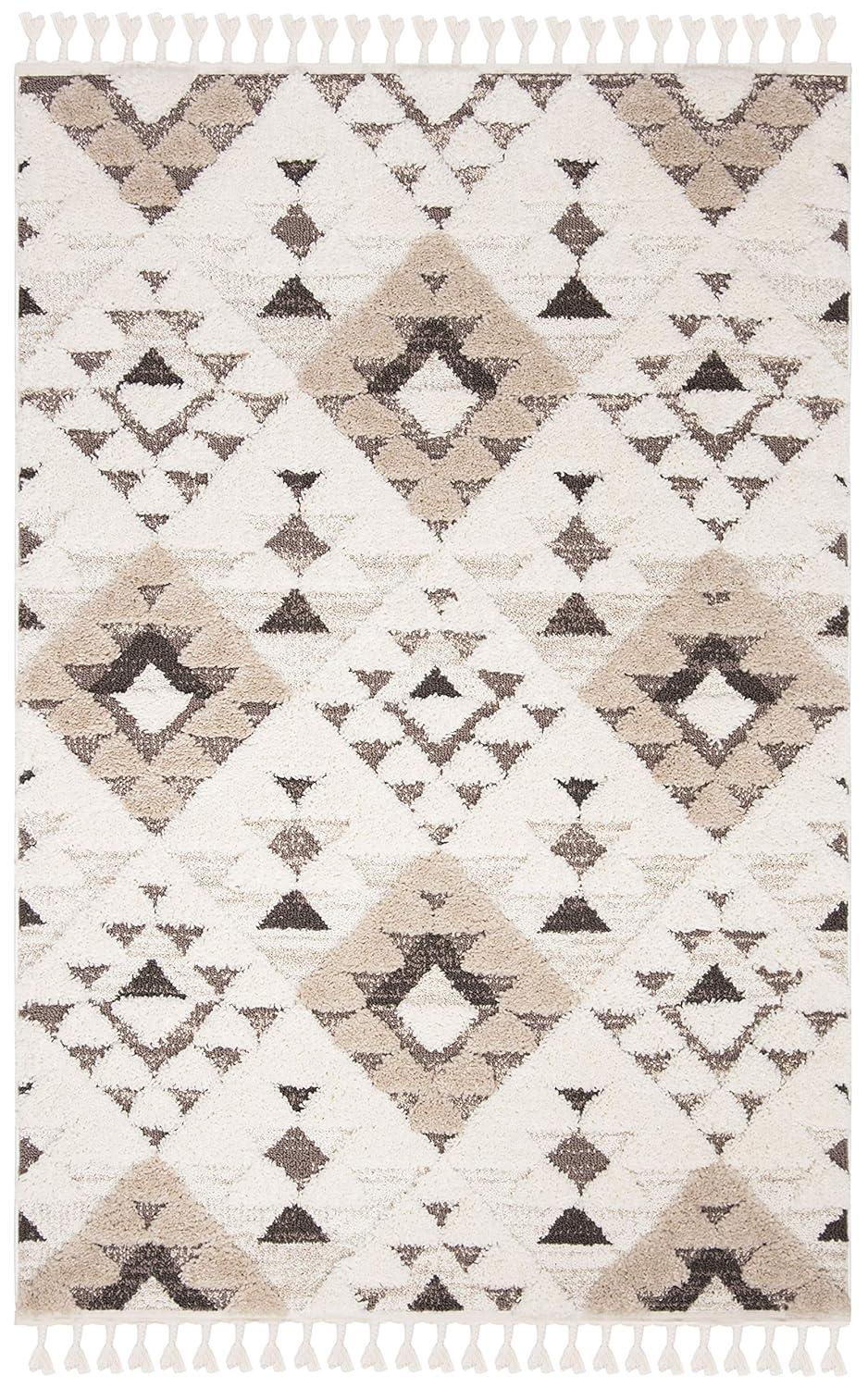Moroccan Tassel Shag MTS688 Power Loomed Indoor Accent Rug - Ivory/Brown - 2'3"x4' - Safavieh