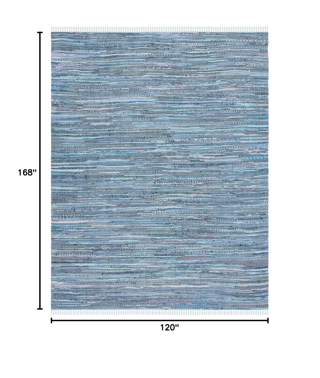 SAFAVIEH Rag Candis Striped Cotton Area Rug, Blue/Multi, 10' x 14'