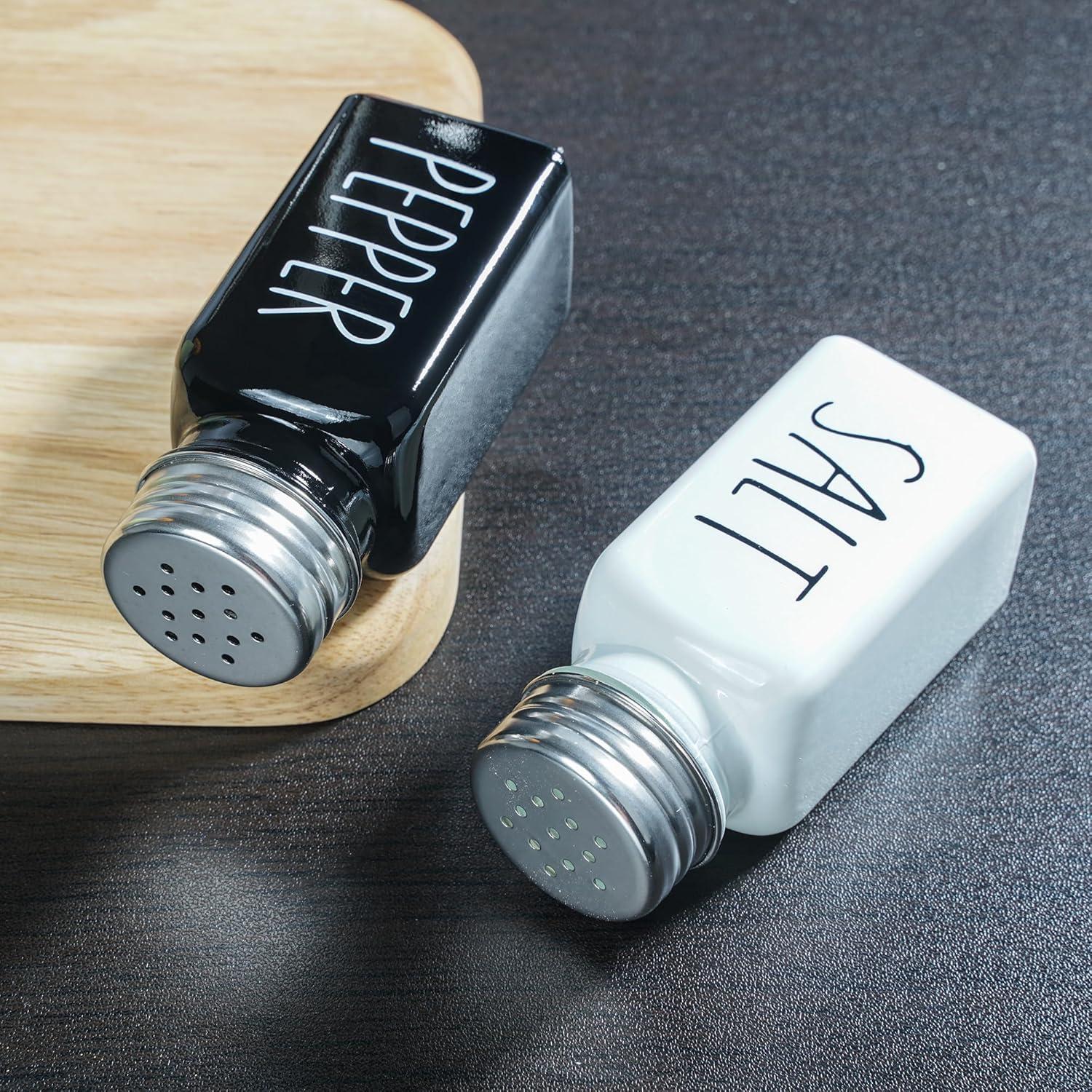 Juvale Stainless Steel Salt and Pepper Shakers Set with Glass Bottom, Perforated "S" and "P" Caps - Modern Kitchen Decor (4oz)