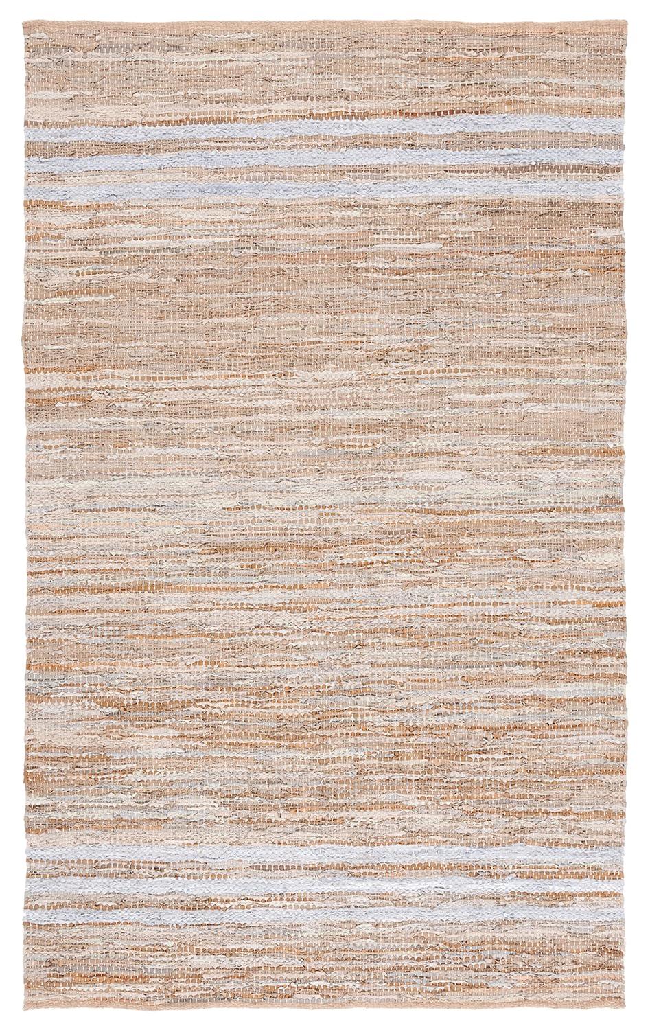 Vintage Leather VTL400 Hand Woven Indoor Area Rug - Blue/Beige - 4'x6' - Safavieh