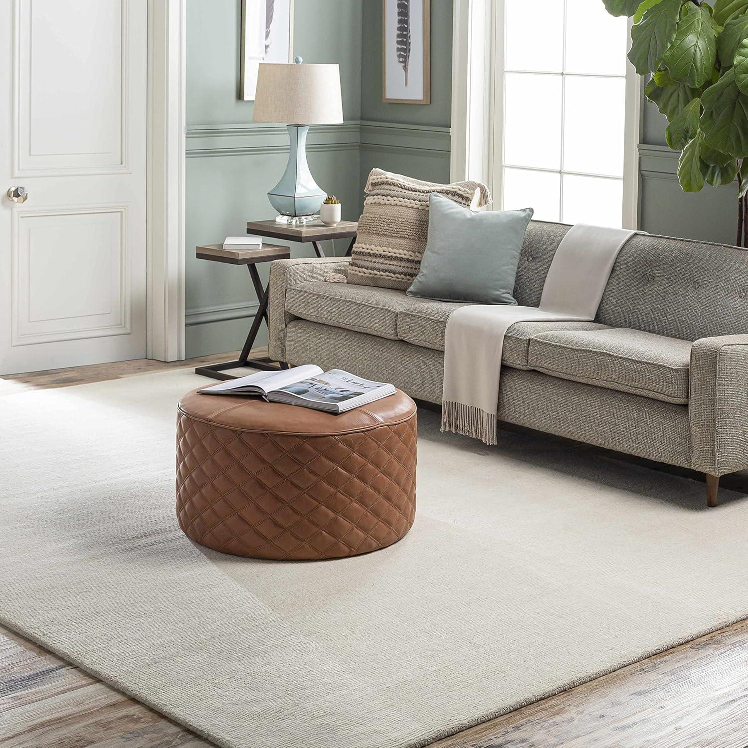 Hauteloom Brockton Solid Wool Modern Farmhouse X-Large Area Rug - Suitable for Living Room Bedroom -%100 Wool - Hand Loomed - Medium Pile - Beige, Cream - 9' x 13'