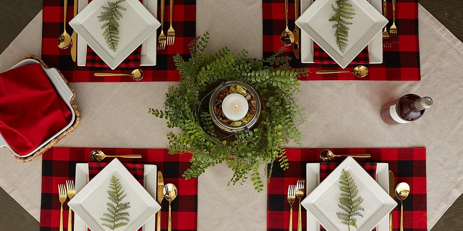 Reversible Red and Black Buffalo Check Cotton Placemats - Set of 4