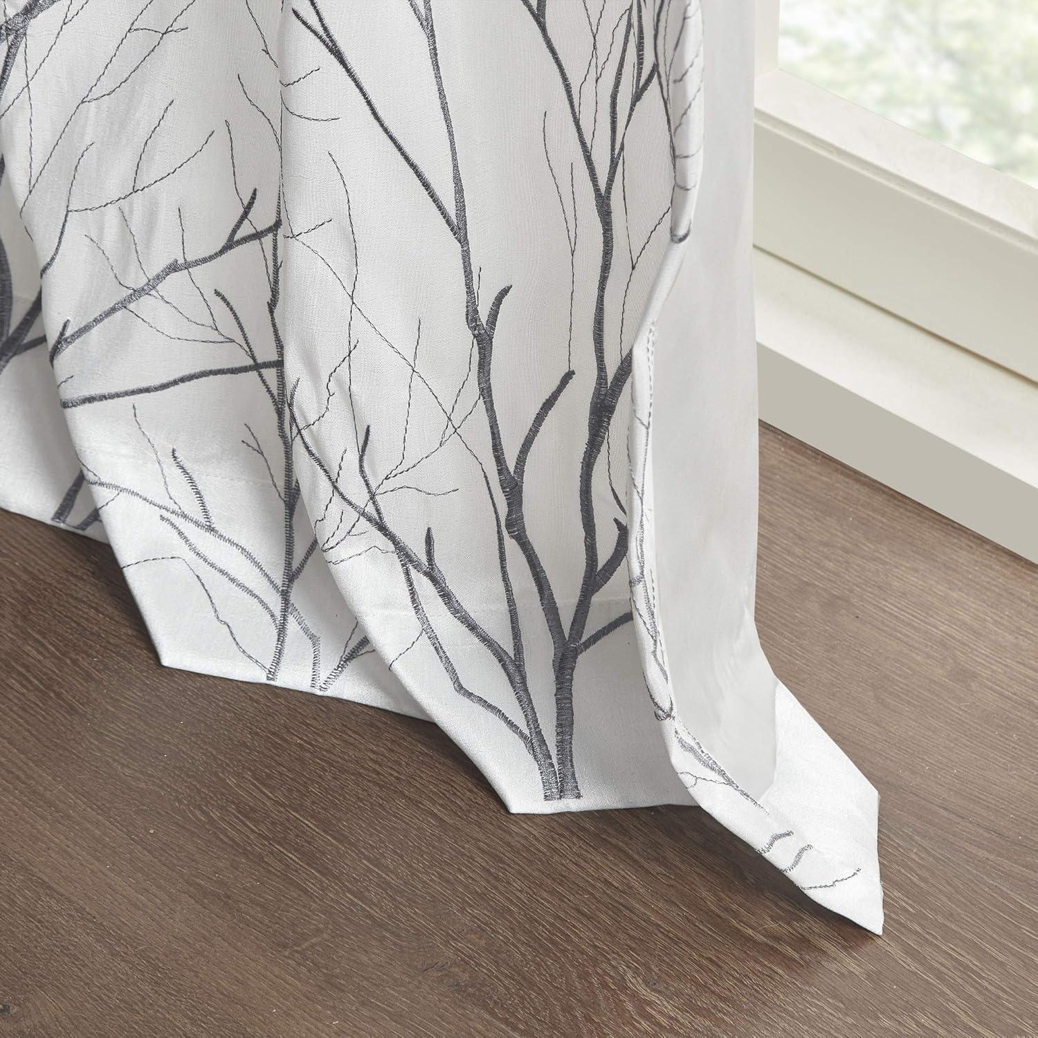 Andora Embroidered Branch Rod Pocket Single Curtain Panel