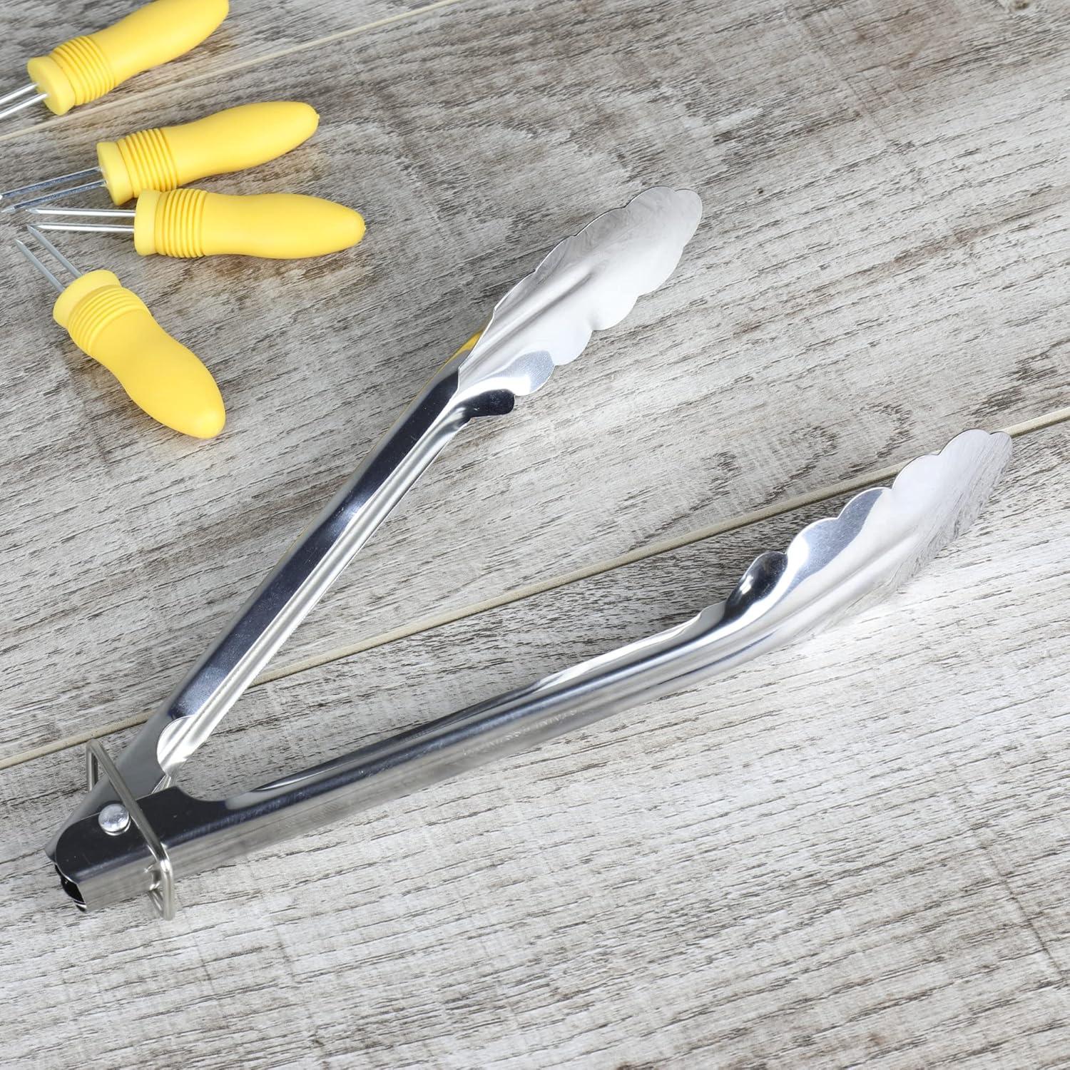 Chef Craft Classic Clam Shell Tongs, 9 inches in Length, Stainless Steel