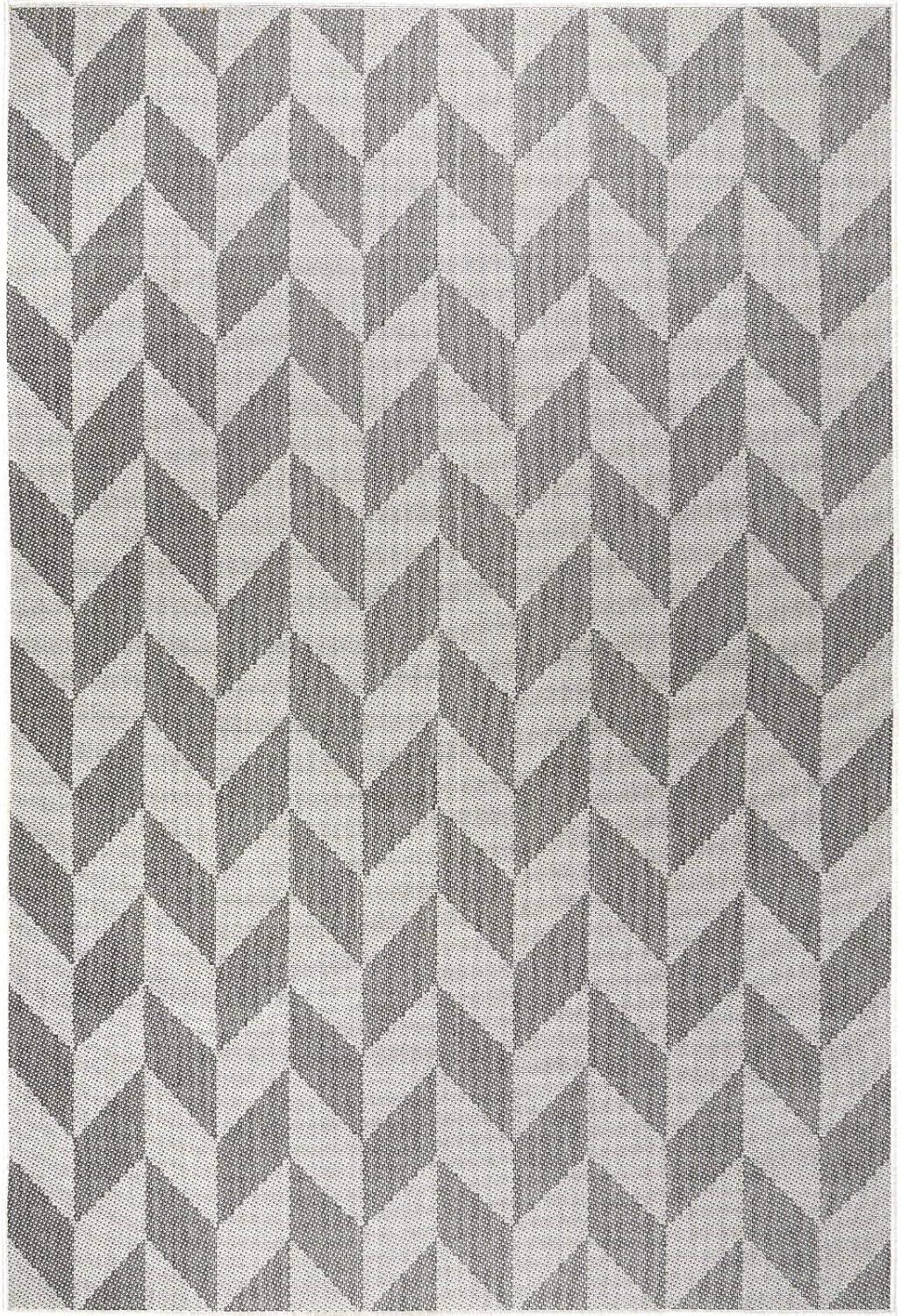 Nicole Miller New York Patio Country Calla Herringbone Indoor/Outdoor Area Rug, Black/Gray