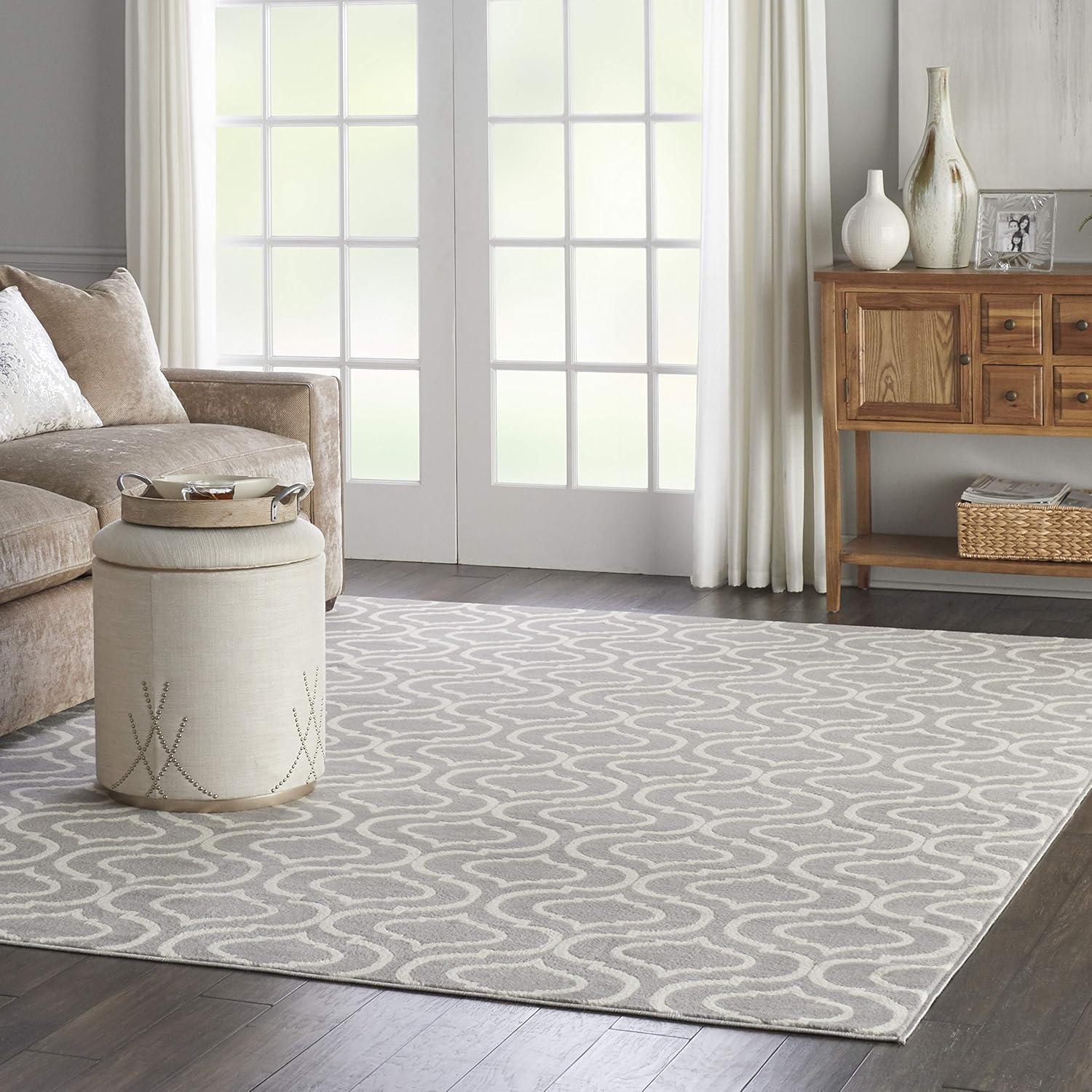 Nourison Jubilant 7 x 10 (ft) Loomed Polypropylene Grey Rectangular Indoor Abstract Area rug