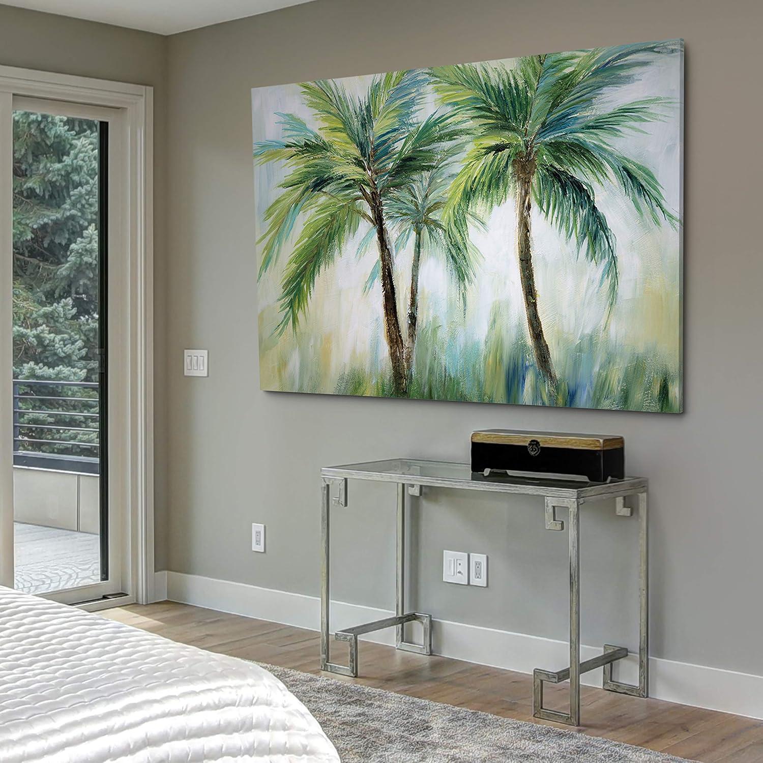 Tribal Palms Green and Blue Canvas Wall Art