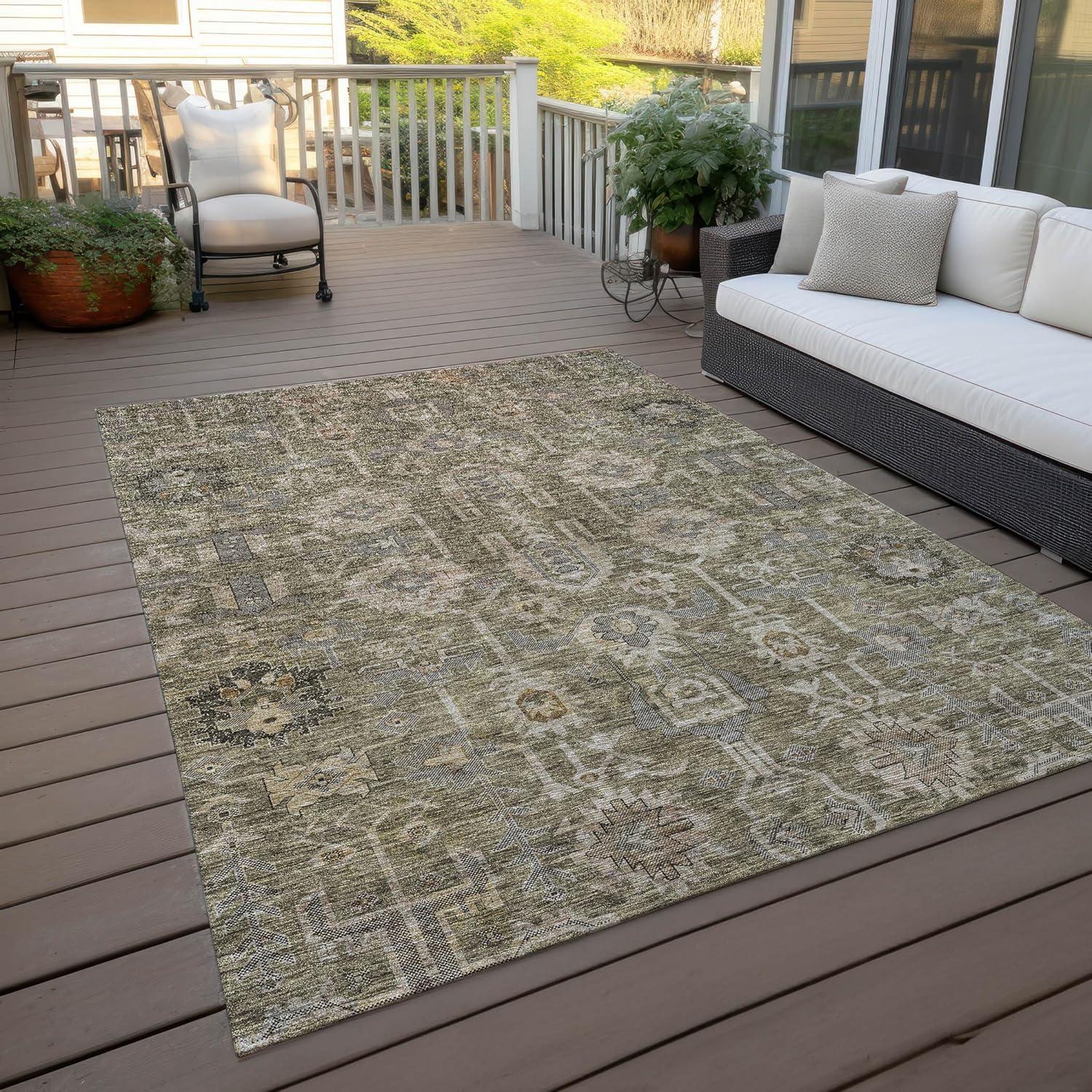 Brown Synthetic Flat Woven 9' x 12' Rectangular Area Rug